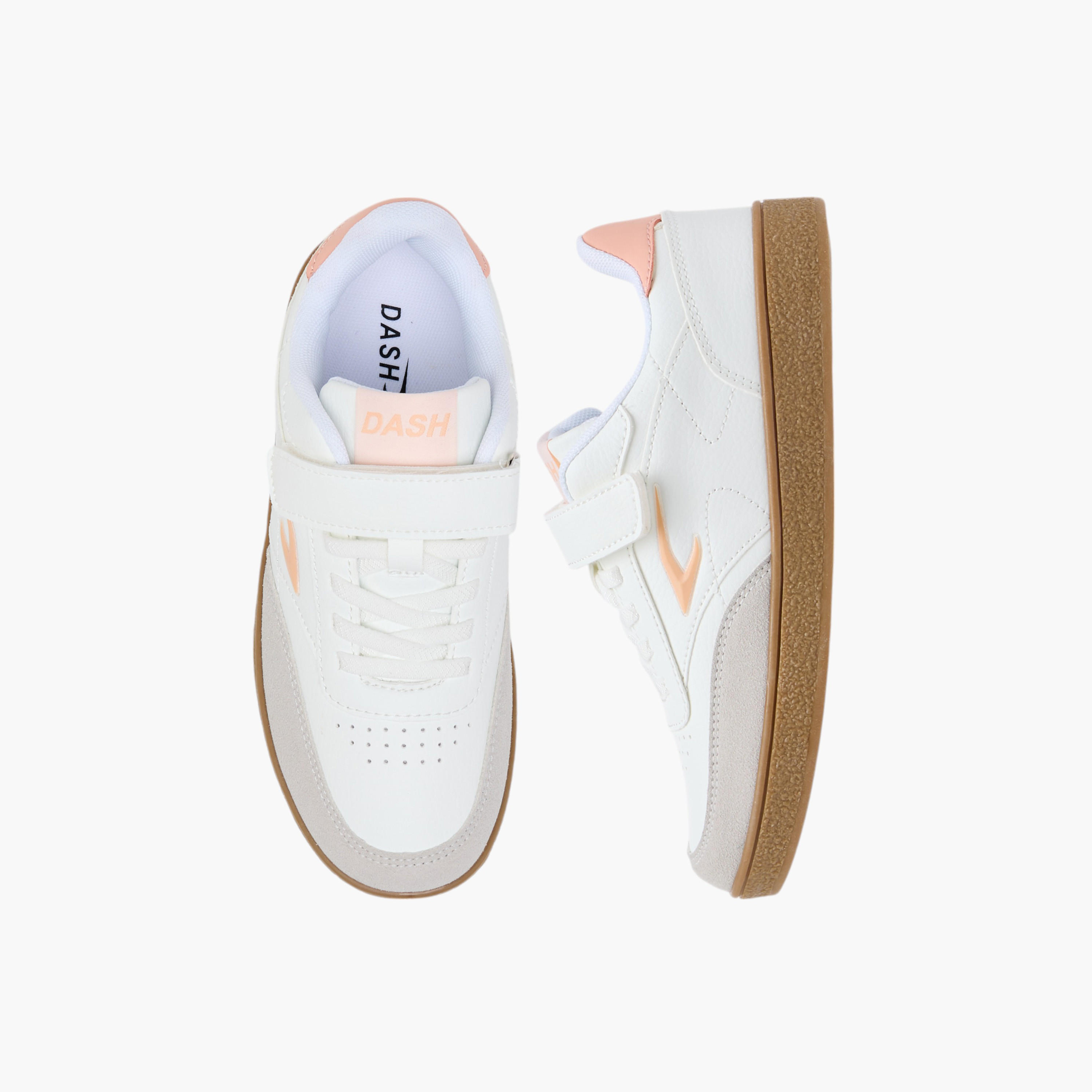 Dash Panelled Sneakers with Hook and Loop Closure-girls-shoes-sneakers-image-1