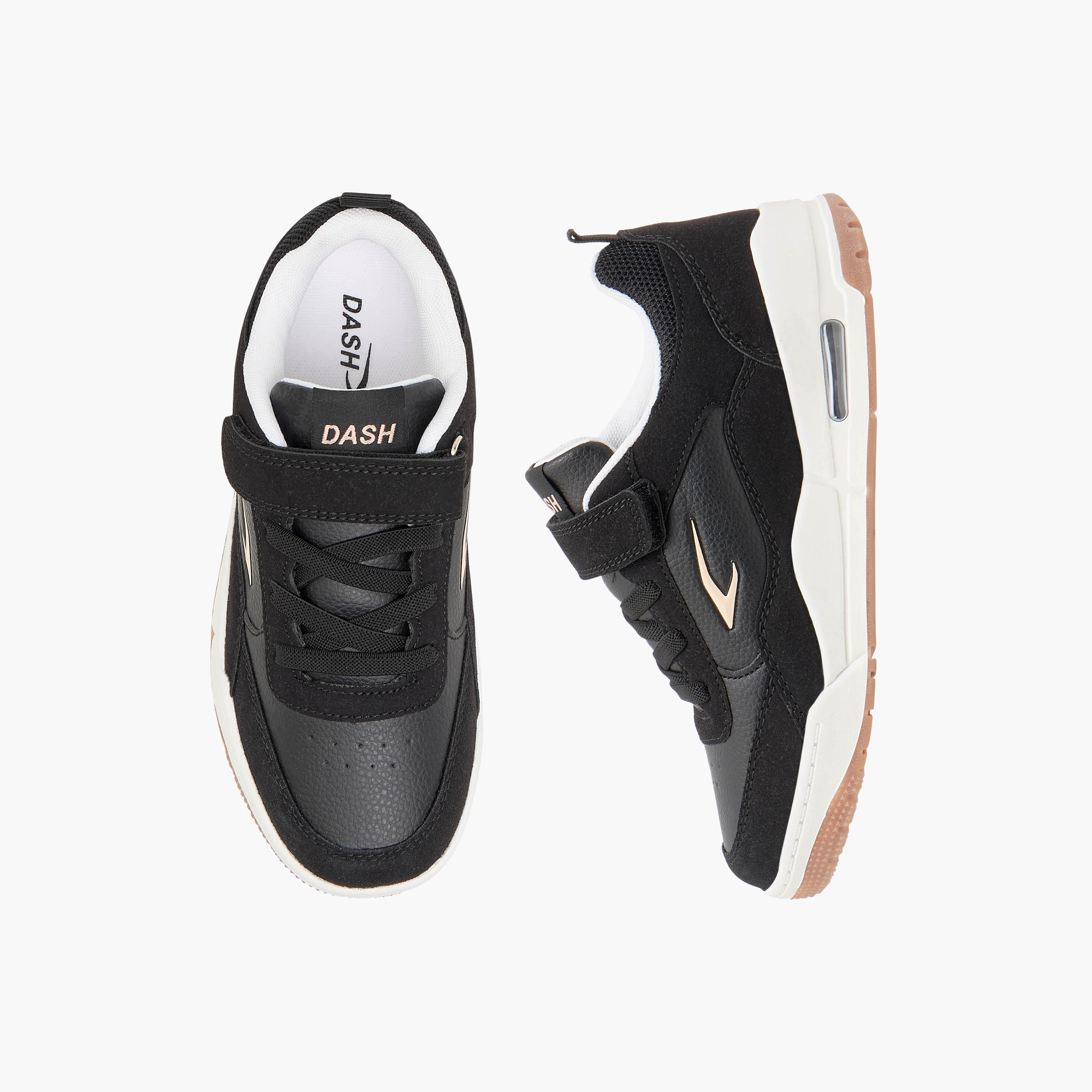 Dash Panelled Sports Shoes with Hook and Loop Closure-girls-shoes-sports-image-1