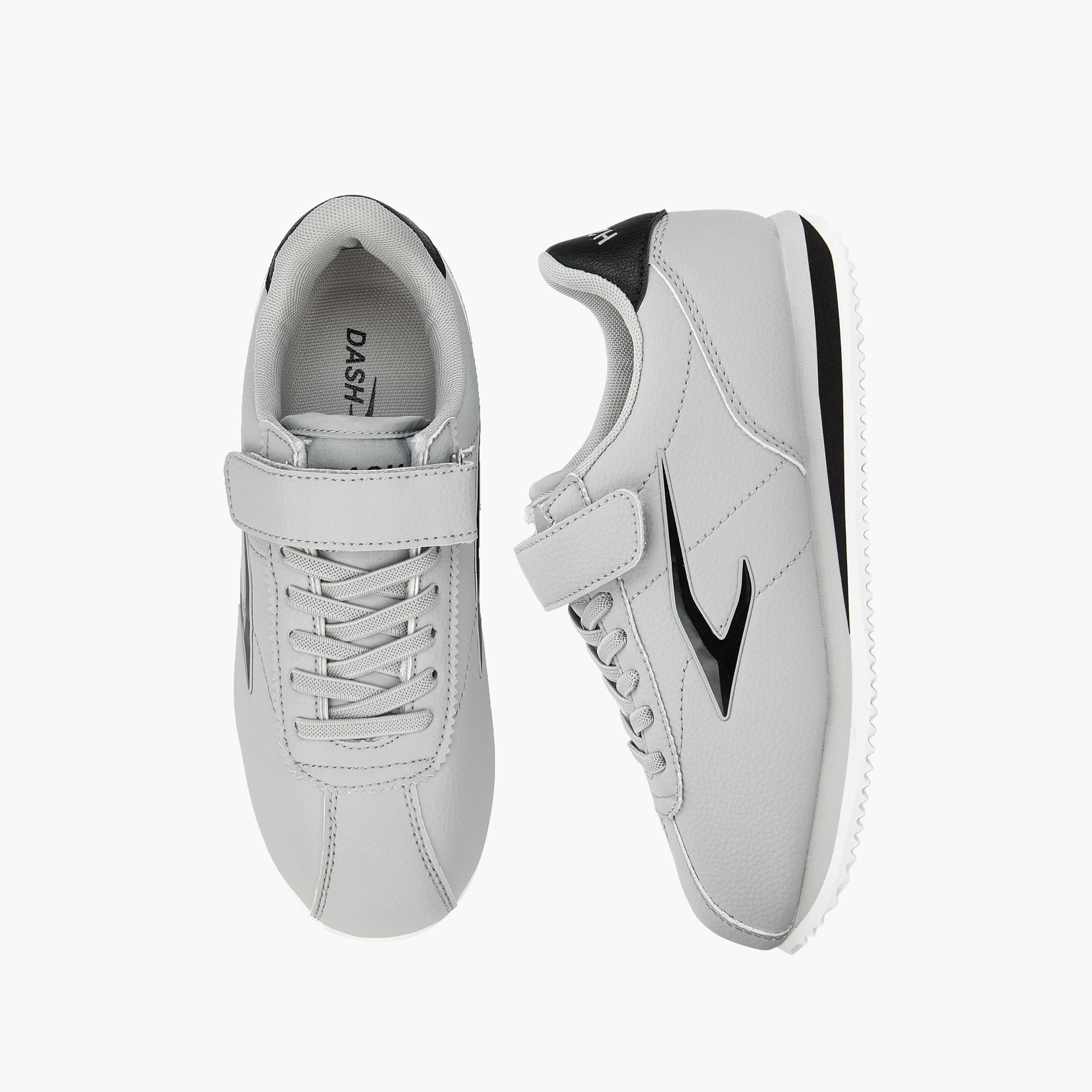Dash Panelled Sneakers with Hook and Loop Closure-boys-shoes-sports-image-1