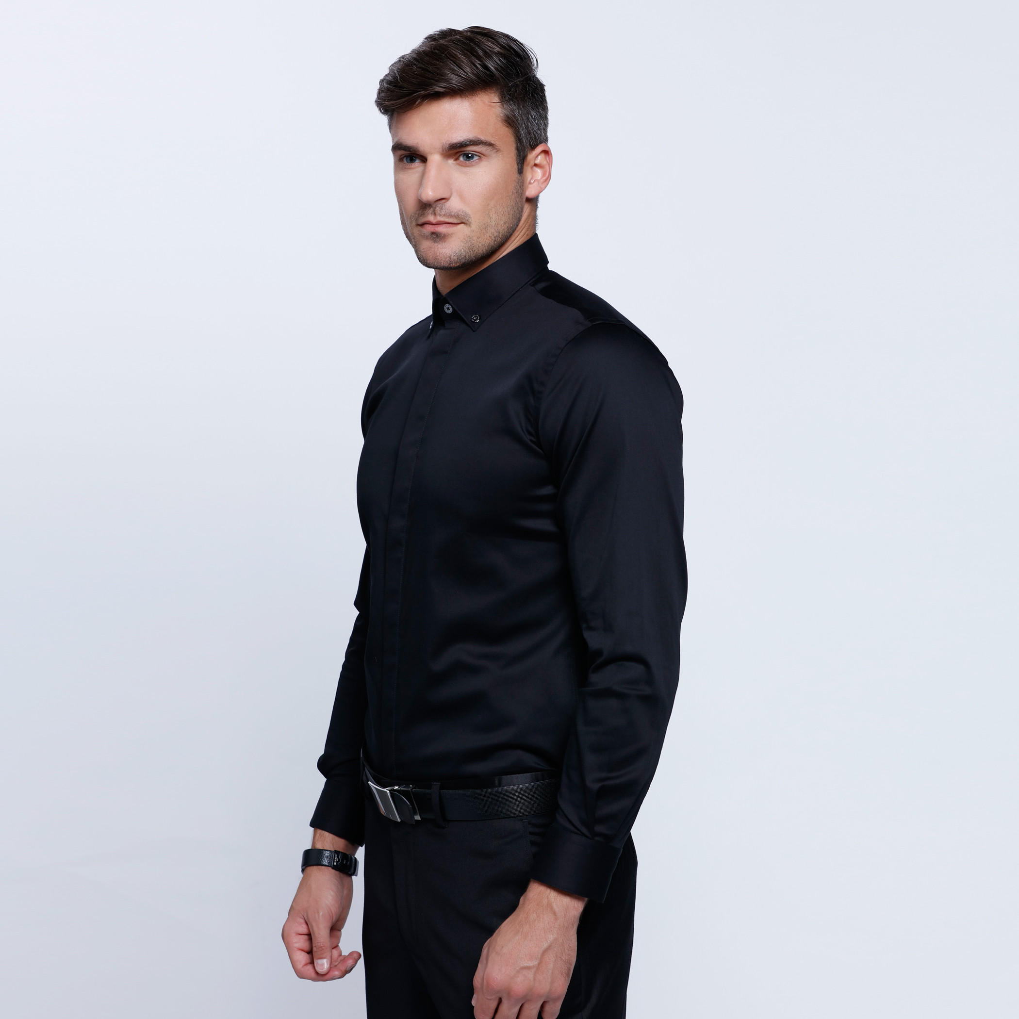 L'HOMME Long Sleeves Shirt with Button Placket-men-clothing-shirts-image-3