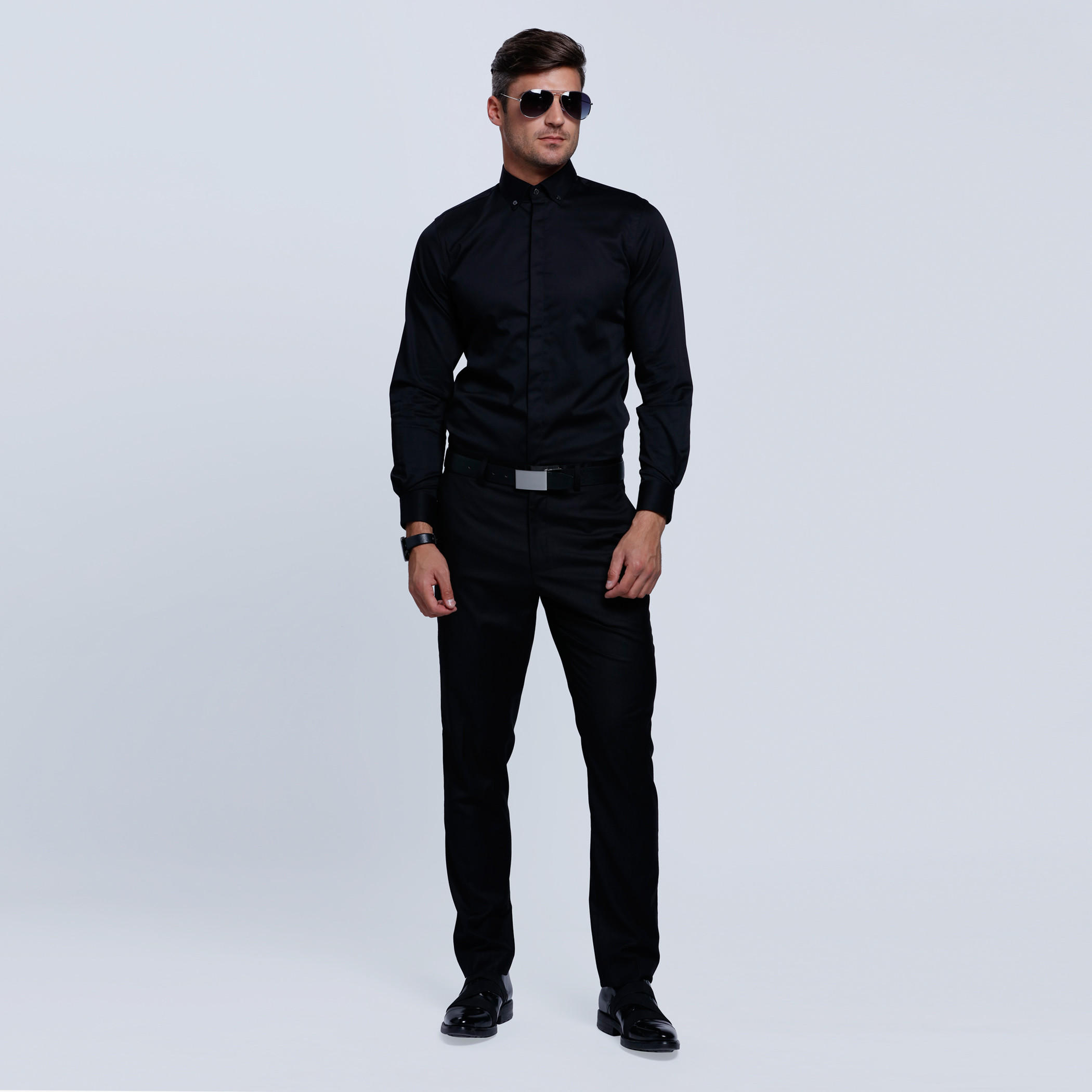L'HOMME Long Sleeves Shirt with Button Placket-men-clothing-shirts-image-5