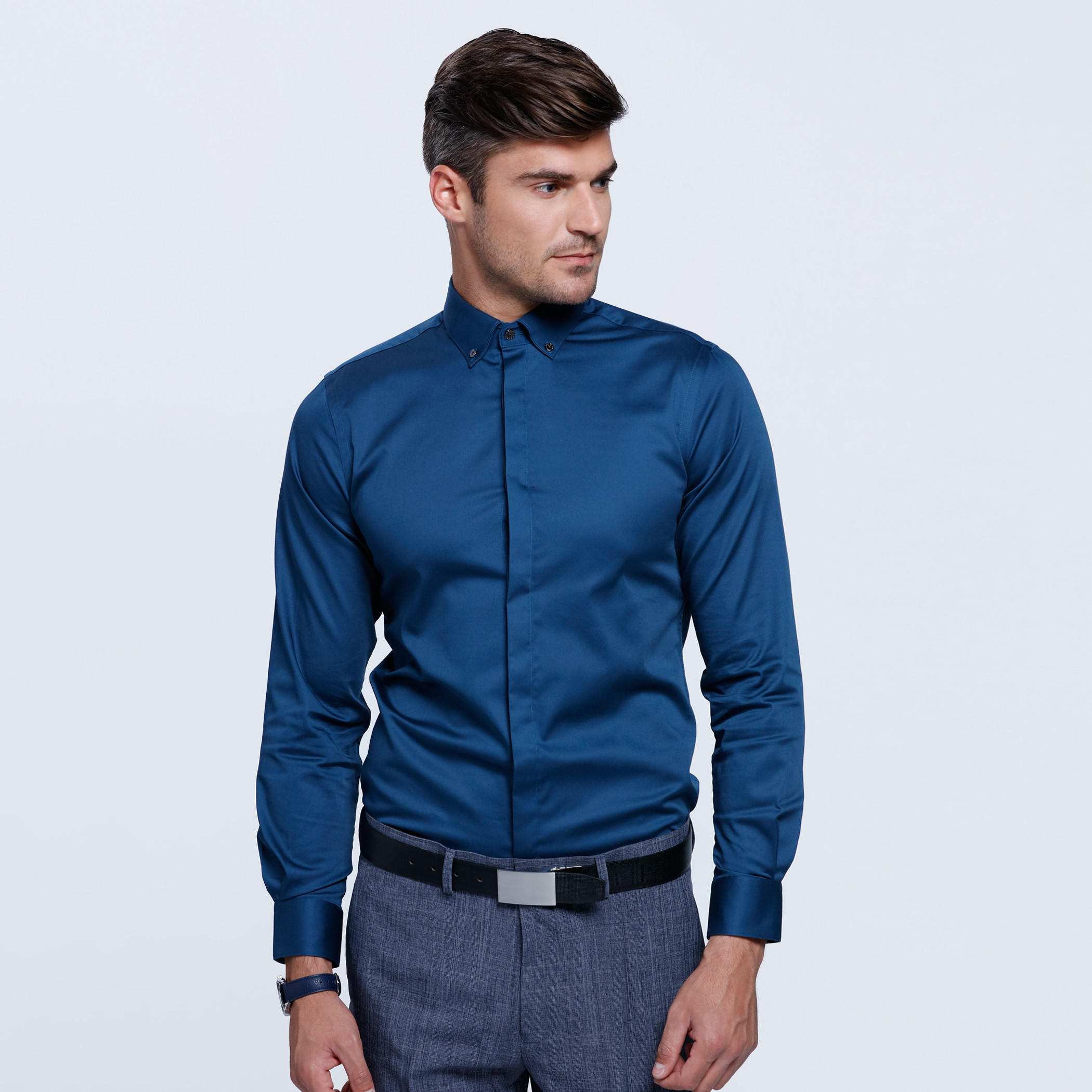 L'HOMME Long Sleeves Shirt with Button Placket-men-clothing-shirts-image-6
