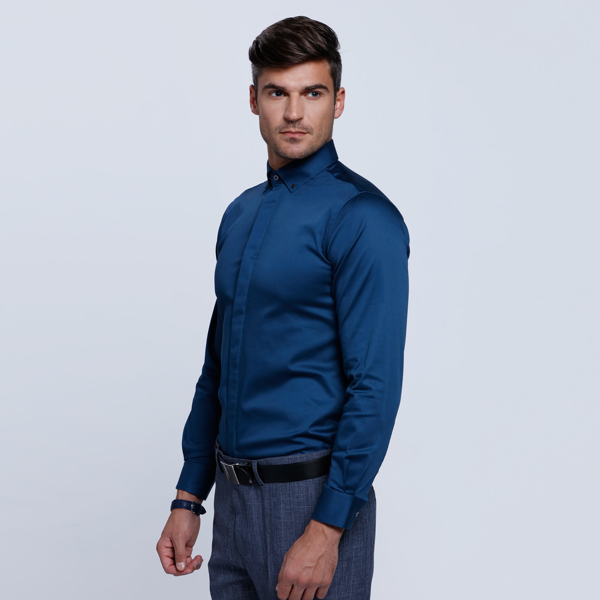 L'HOMME Long Sleeves Shirt with Button Placket-men-clothing-shirts-image-8