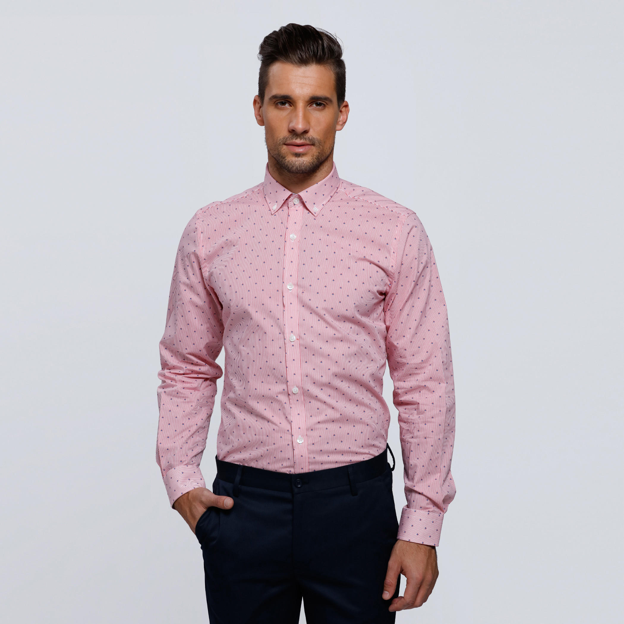 L'HOMME Printed Shirt with Complete Placket and Long Sleeves-men-clothing-shirts-image-1