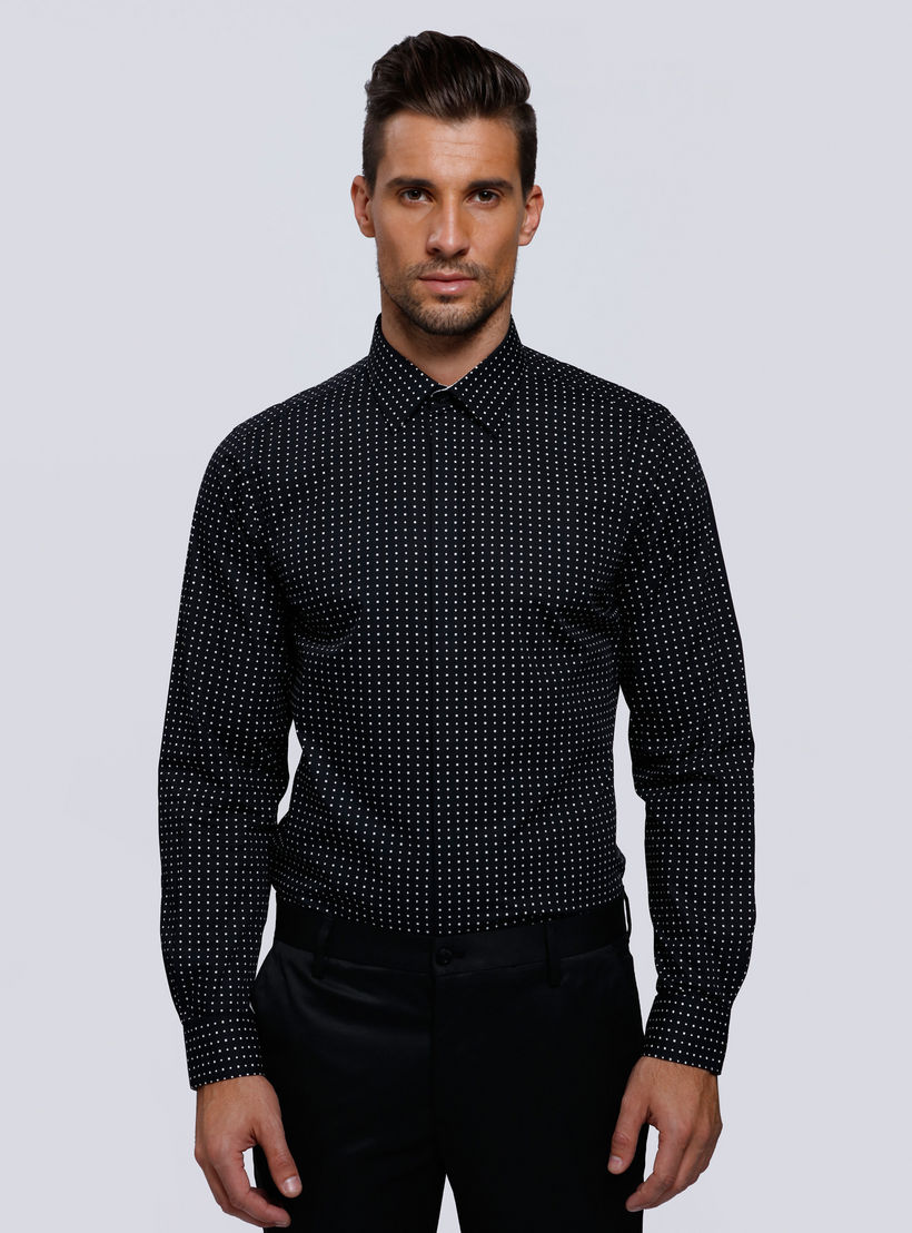 L'HOMME Printed Shirt with Complete Placket and Long Sleeves-men-clothing-shirts-image-1