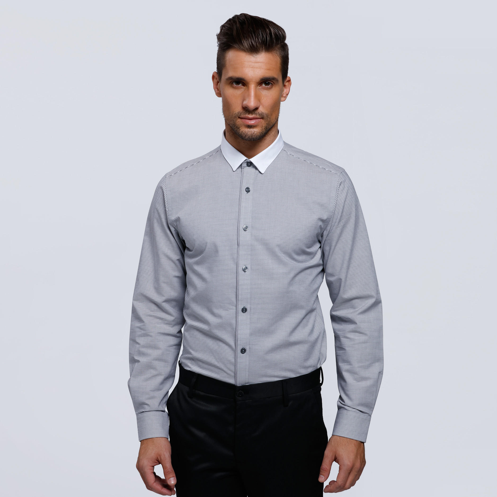 Striped Shirt with Complete Placket and Long Sleeves-men-clothing-shirts-image-1