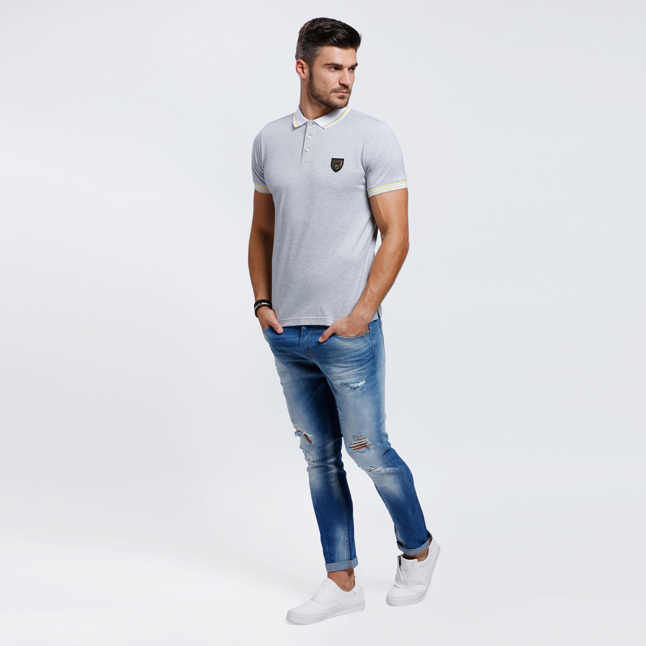 Polo Neck T-Shirt with Short Sleeves-men-clothing-tshirtsandpolos-tshirts-image-5