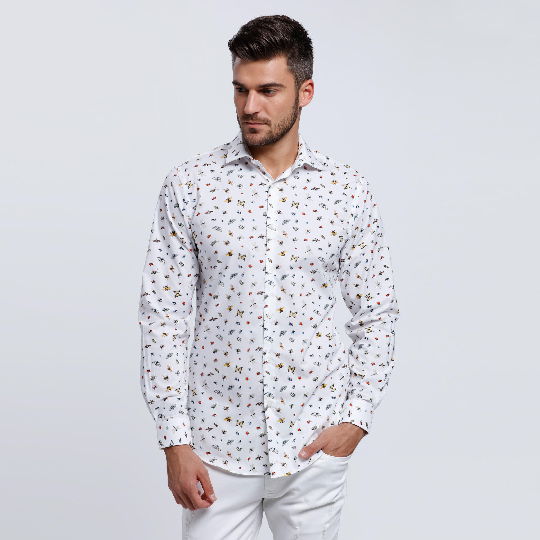 L'HOMME All Over Print Shirt with Long Sleeves-men-clothing-shirts-image-1