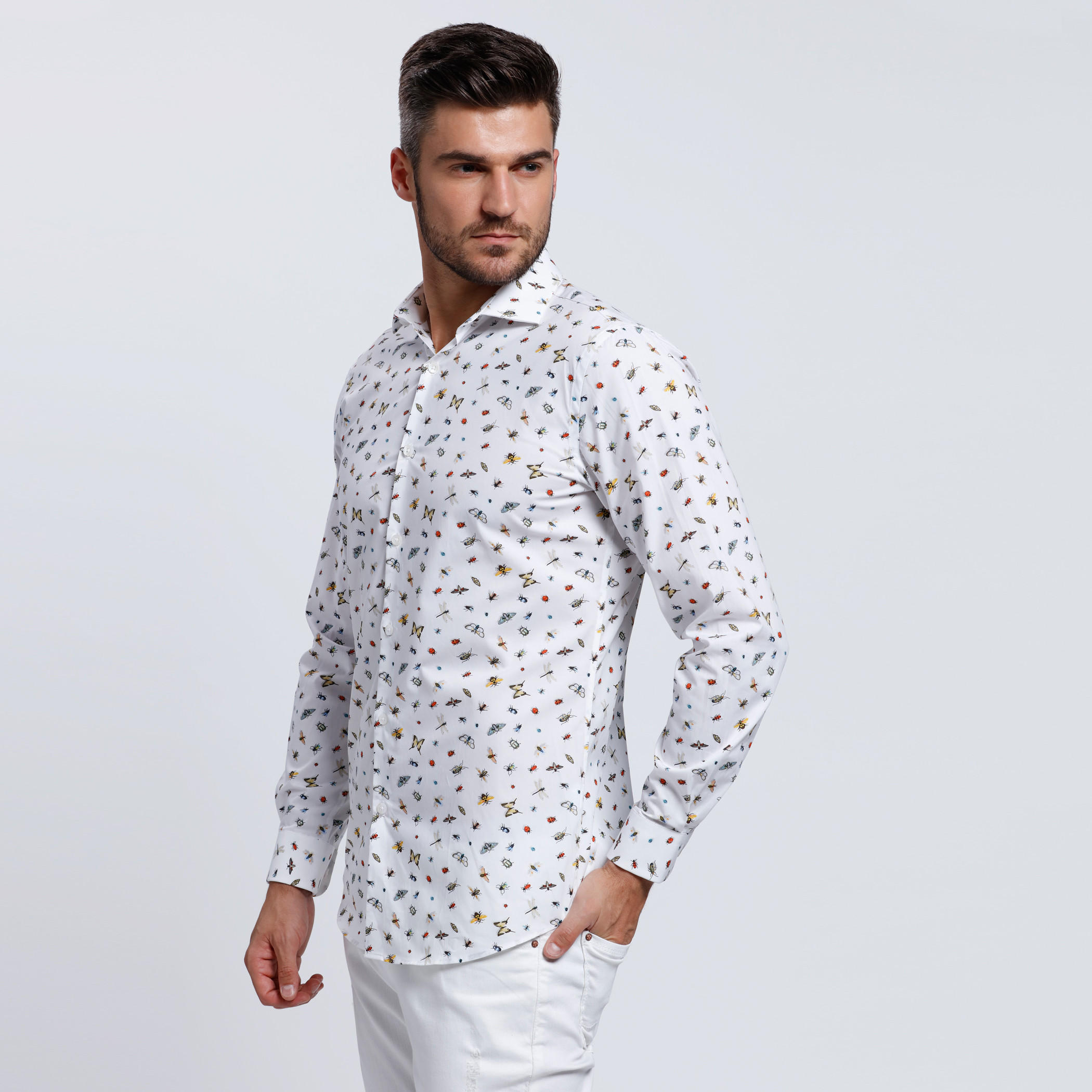 L'HOMME All Over Print Shirt with Long Sleeves-men-clothing-shirts-image-3