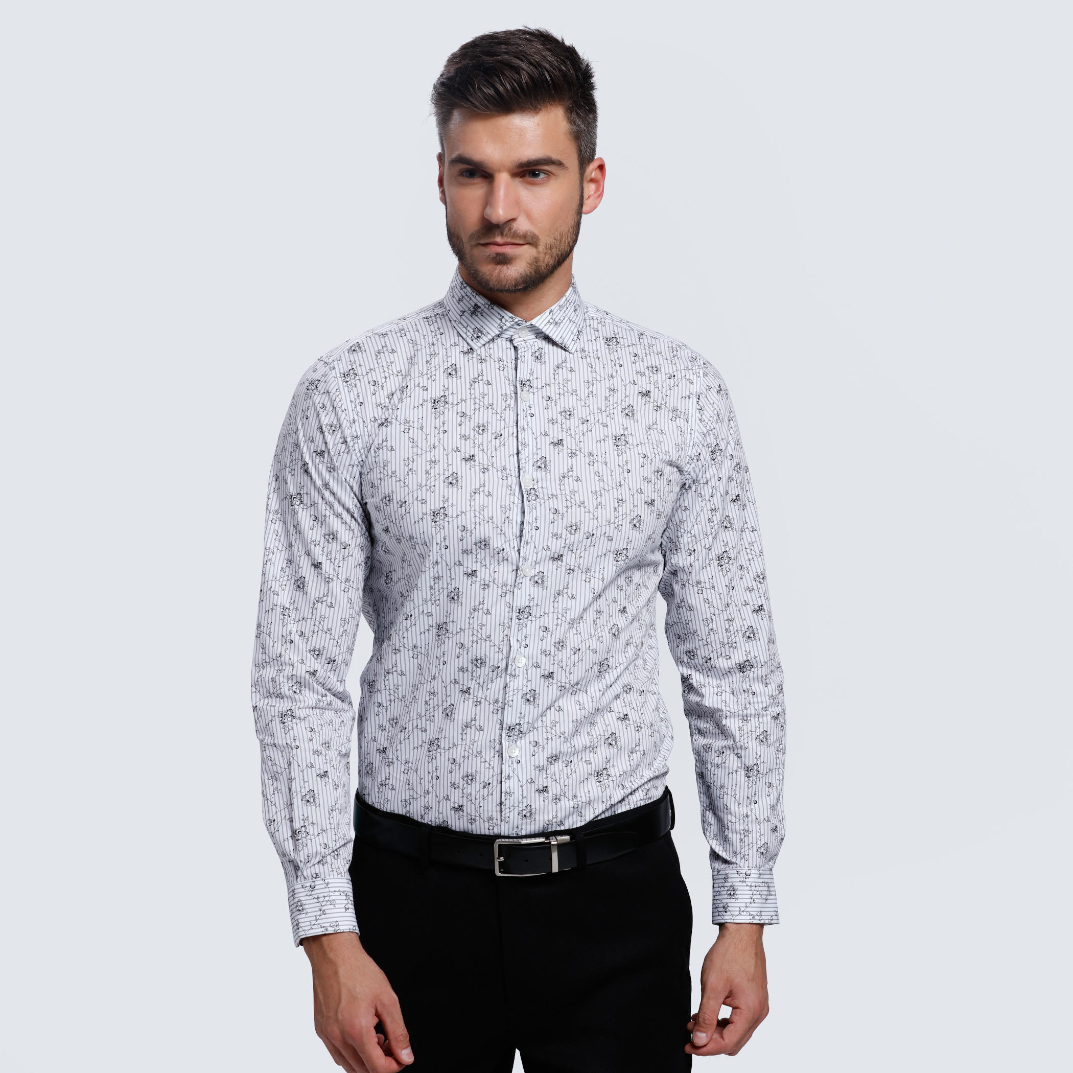 L'HOMME Printed Shirt with Long Sleeves-men-clothing-shirts-image-1