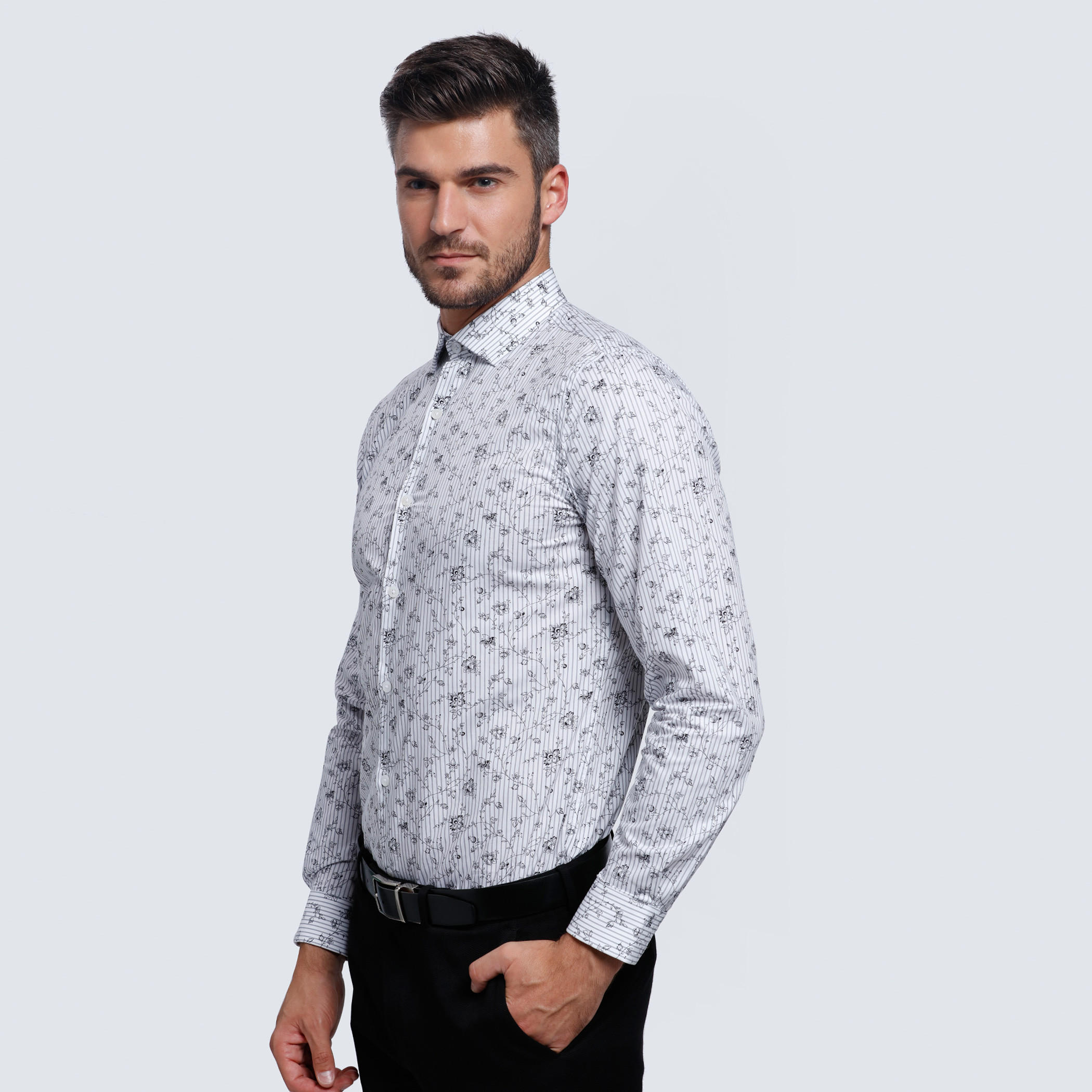 L'HOMME Printed Shirt with Long Sleeves-men-clothing-shirts-image-3