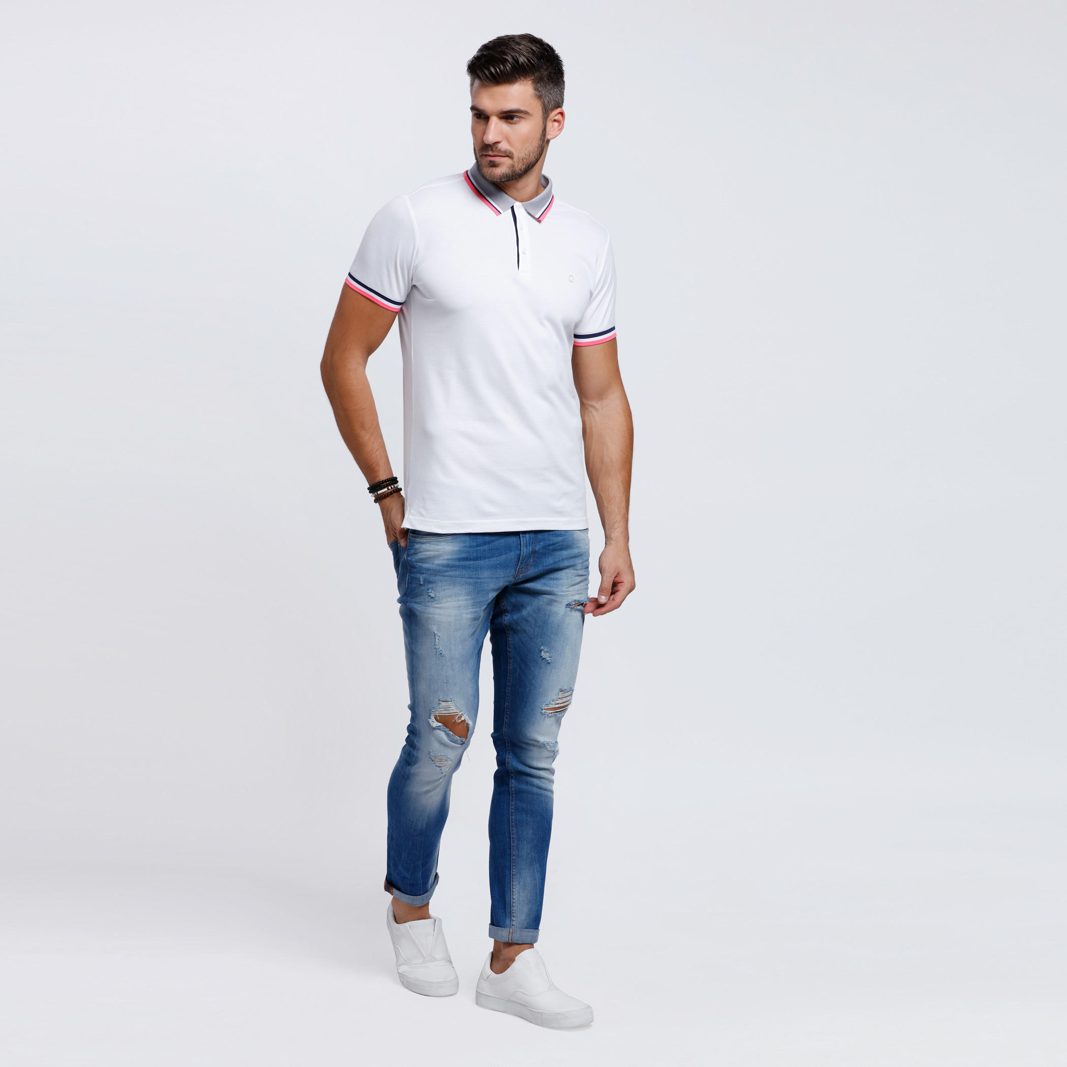 Polo Neck T-Shirt with Short Sleeves-men-clothing-tshirtsandpolos-tshirts-image-1