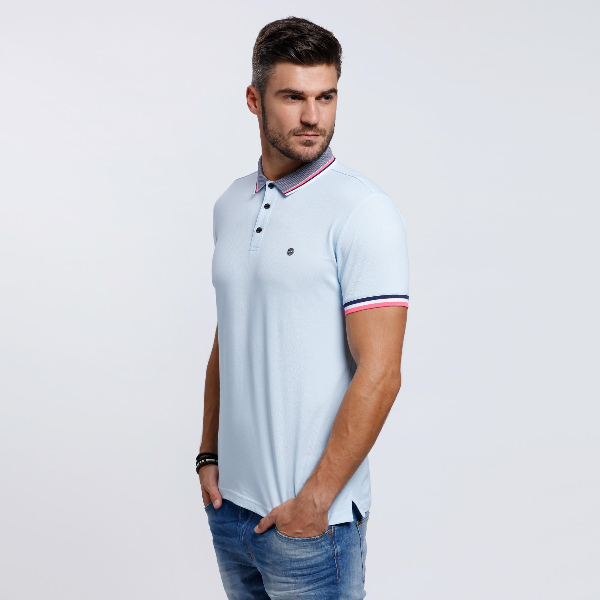 Polo Neck T-Shirt with Short Sleeves-men-clothing-tshirtsandpolos-tshirts-image-8