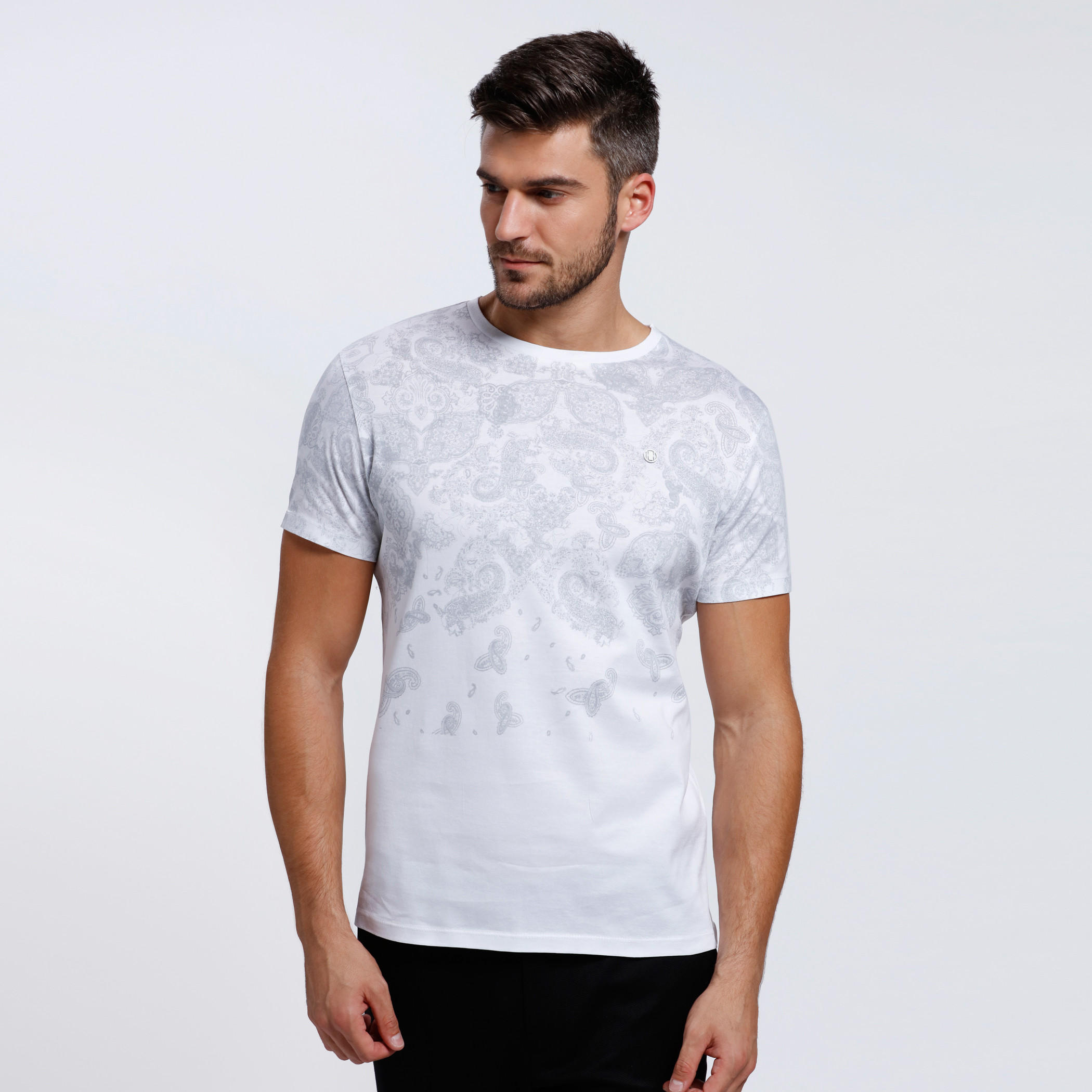 Printed Round Neck T-Shirt with Short Sleeves-men-clothing-tshirtsandpolos-tshirts-image-1