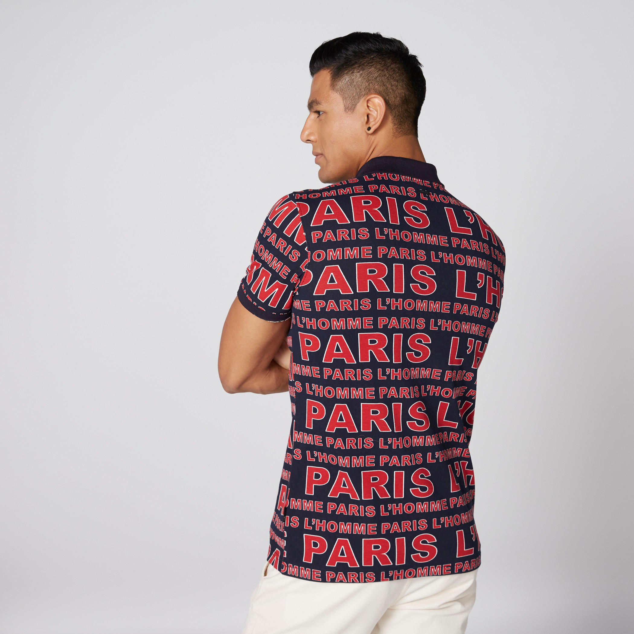 تيشيرت بأكمام قصيرة وياقة بولو وطبعات من لوم-men-clothing-tshirtsandpolos-polos-image-2