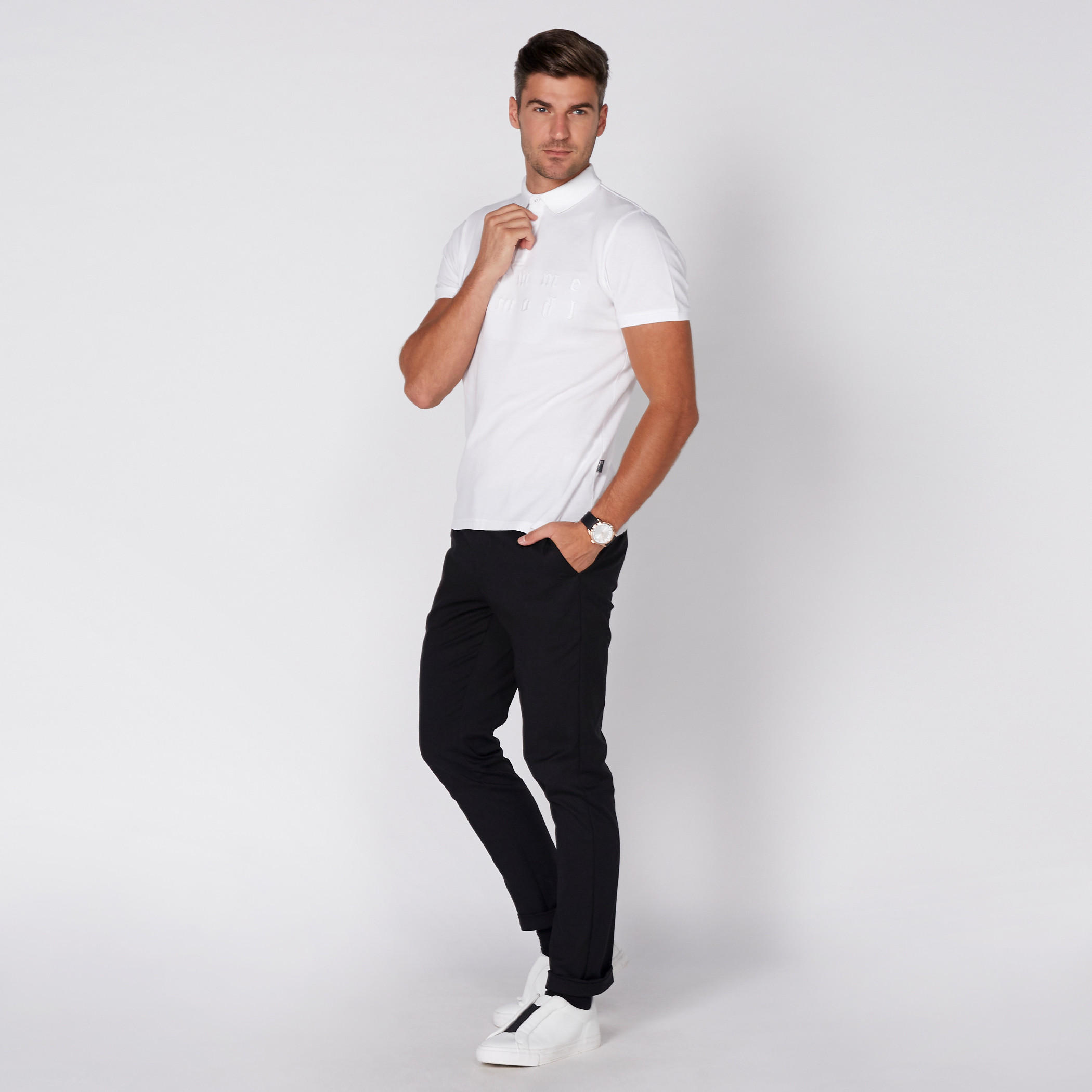تيشيرت بأكمام قصيرة وياقة بولو من لوم-men-clothing-tshirtsandpolos-polos-image-1
