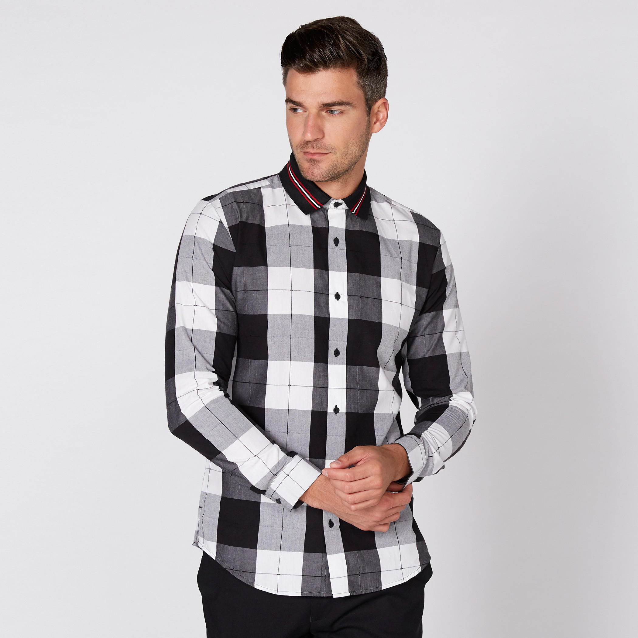 قميص كاروهات بأكمام طويلة وأزرار من لوم-men-clothing-shirts-image-1