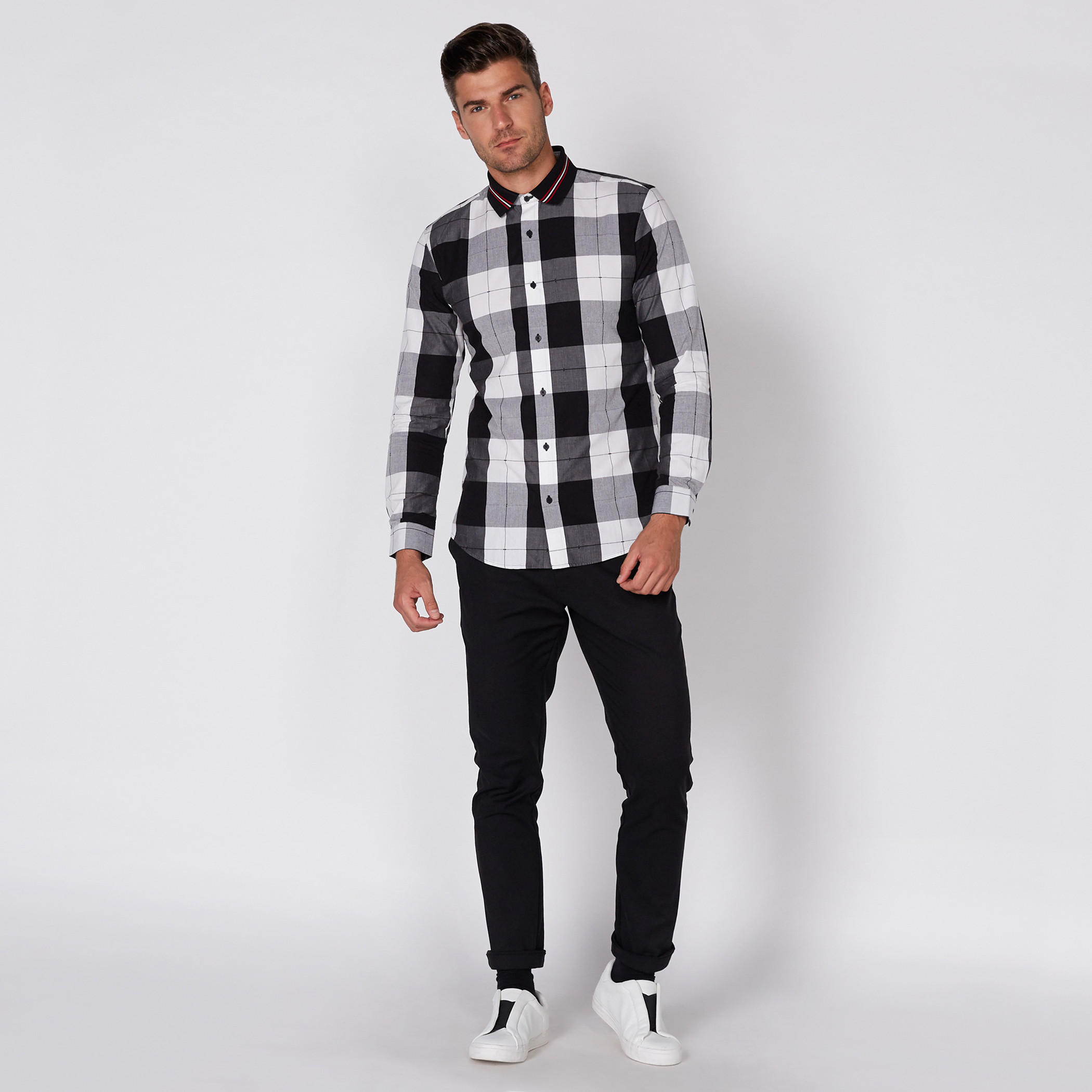قميص كاروهات بأكمام طويلة وأزرار من لوم-men-clothing-shirts-image-2