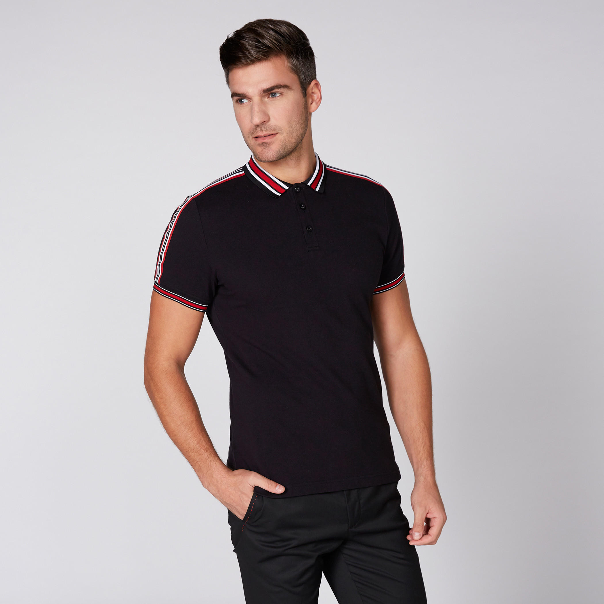  L'Homme Polo Neck T-Shirt with Short Sleeves-men-clothing-tshirtsandpolos-polos-image-1