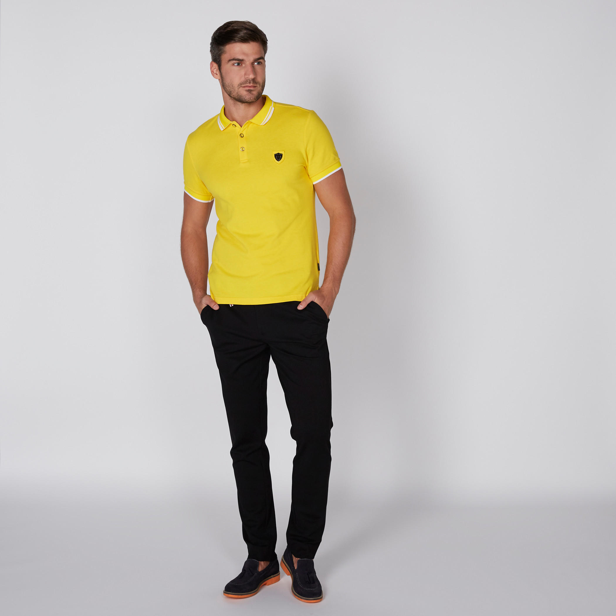 L'Homme Badge Detail T-Shirt with Polo Neck and Short Sleeves-men-clothing-tshirtsandpolos-polos-image-4