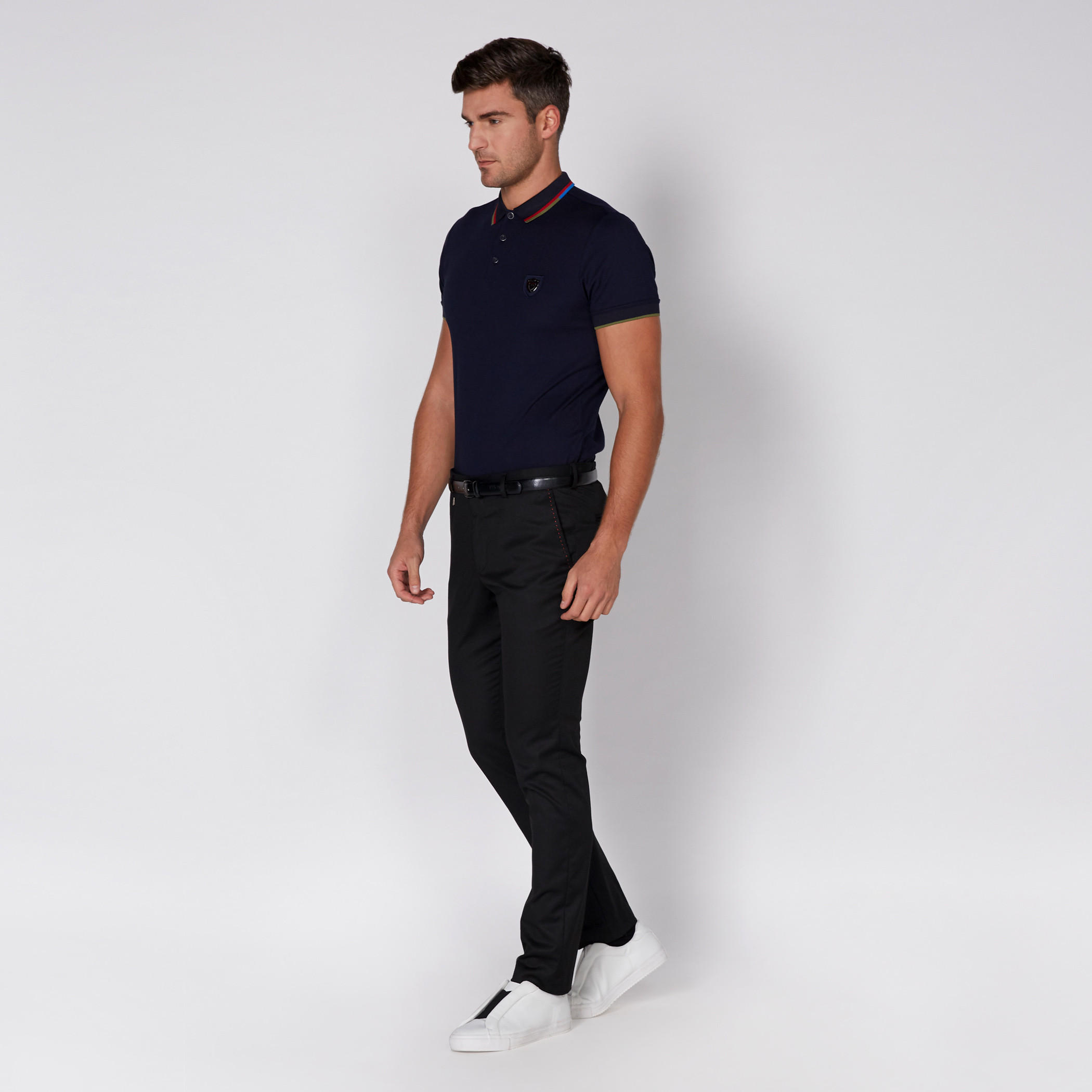  L'Homme Polo Neck T-Shirt with Short Sleeves-men-clothing-tshirtsandpolos-polos-image-1