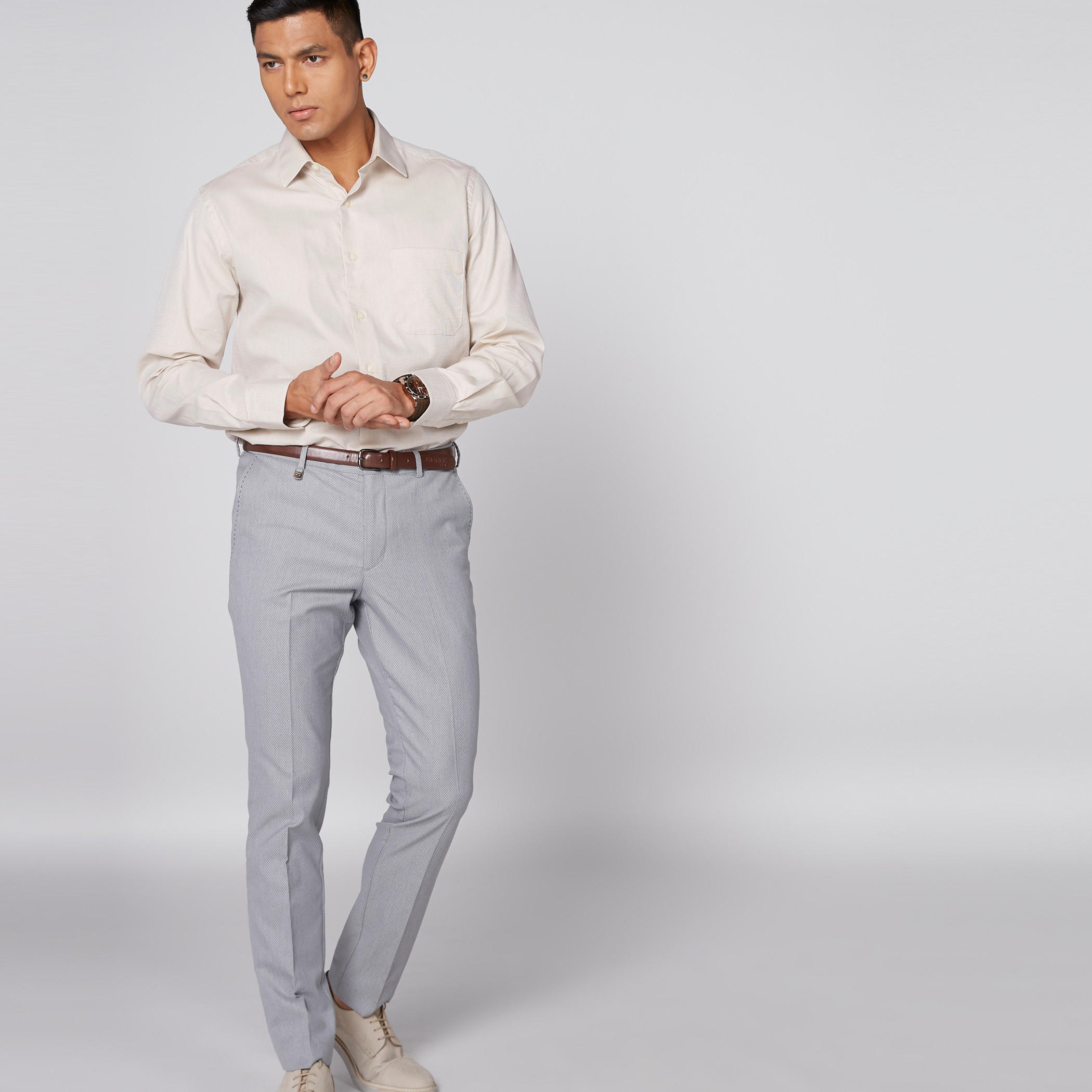 L'Homme Textured Trousers with Pocket Detail-men-clothing-bottoms-trousersandchinos-trousers-image-1