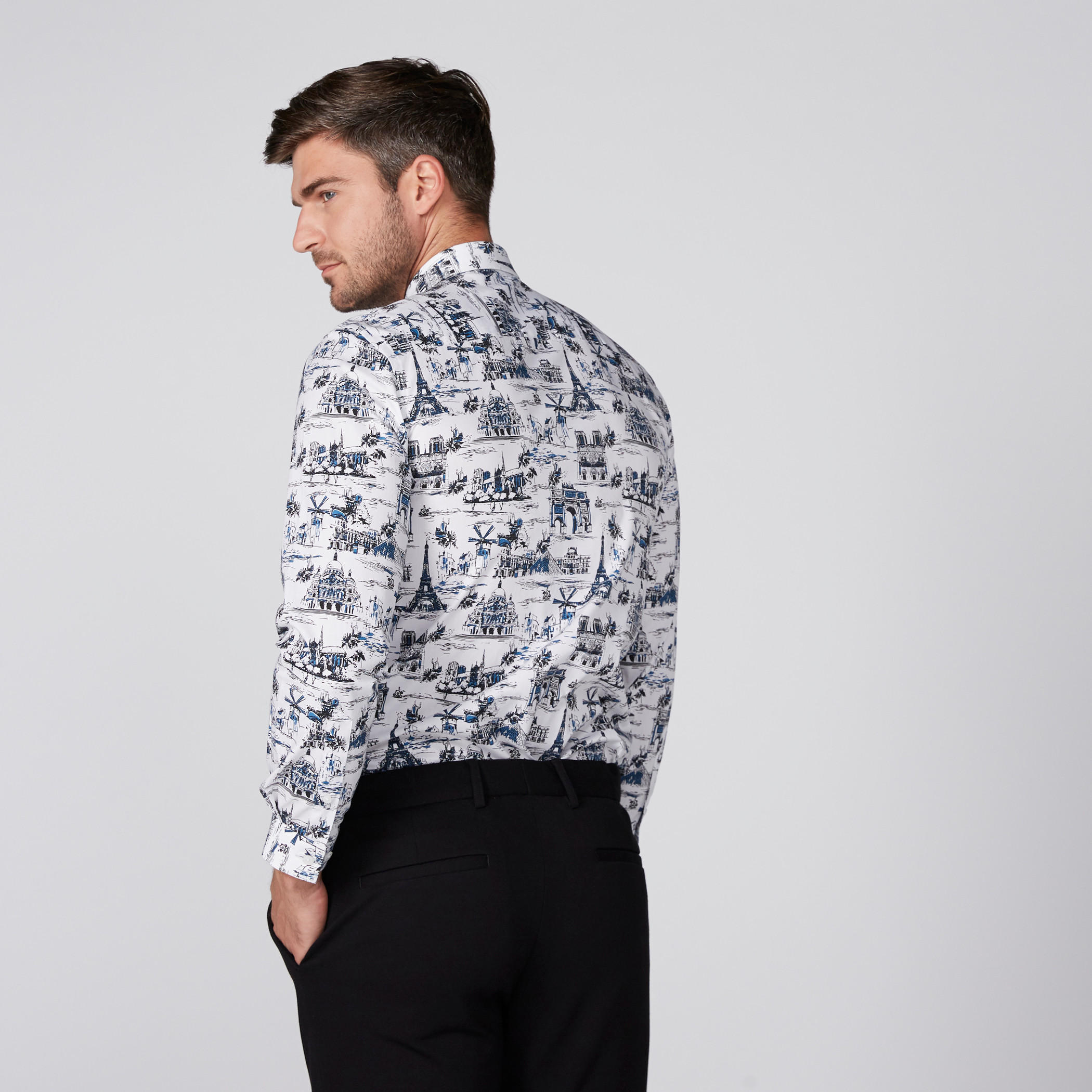 قميص بأكمام طويلة ووصلة أزرار مخفية وطبعات من لوم-men-clothing-shirts-image-3