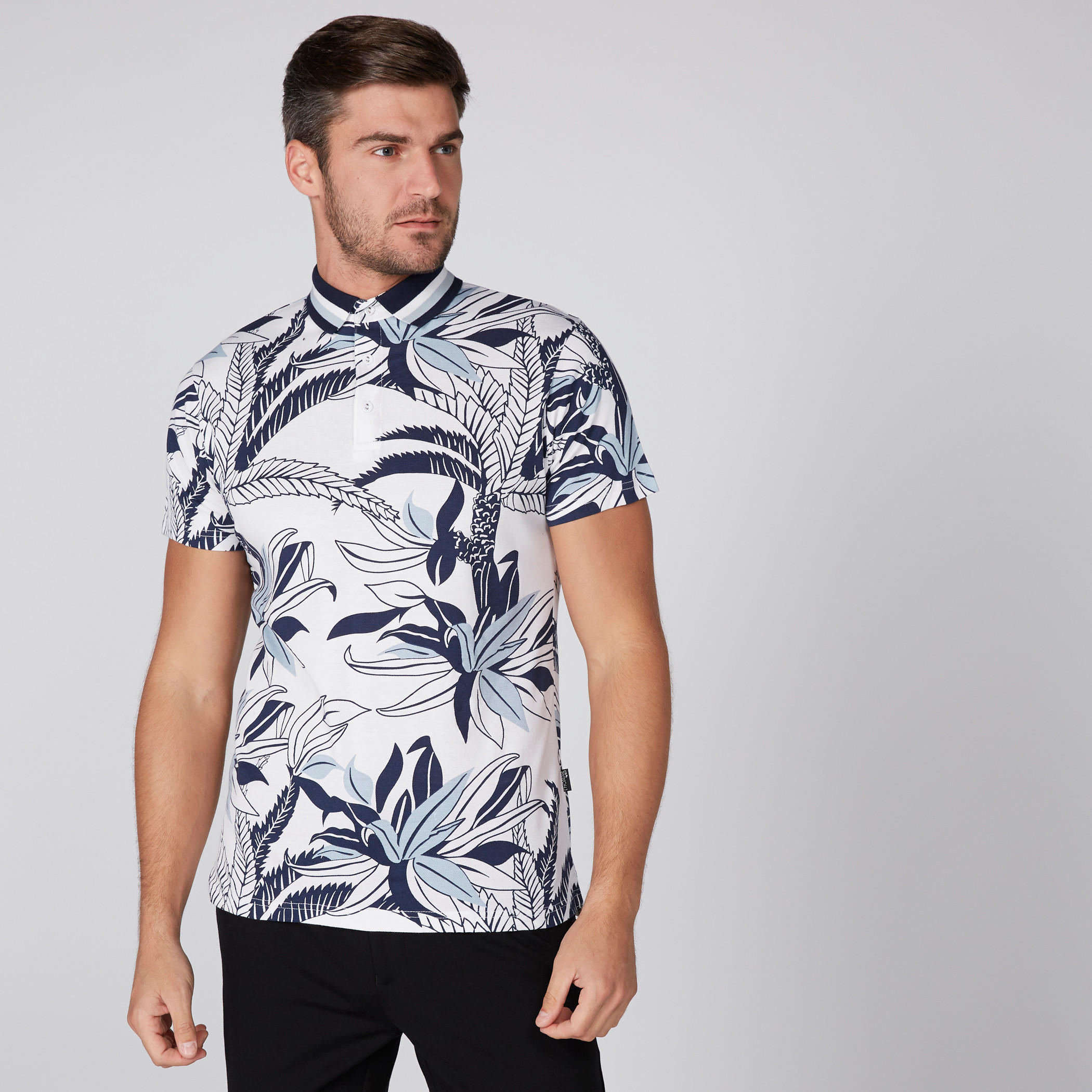 تيشيرت بأكمام قصيرة وياقة بولو وطبعات من لوم-men-clothing-tshirtsandpolos-polos-image-1
