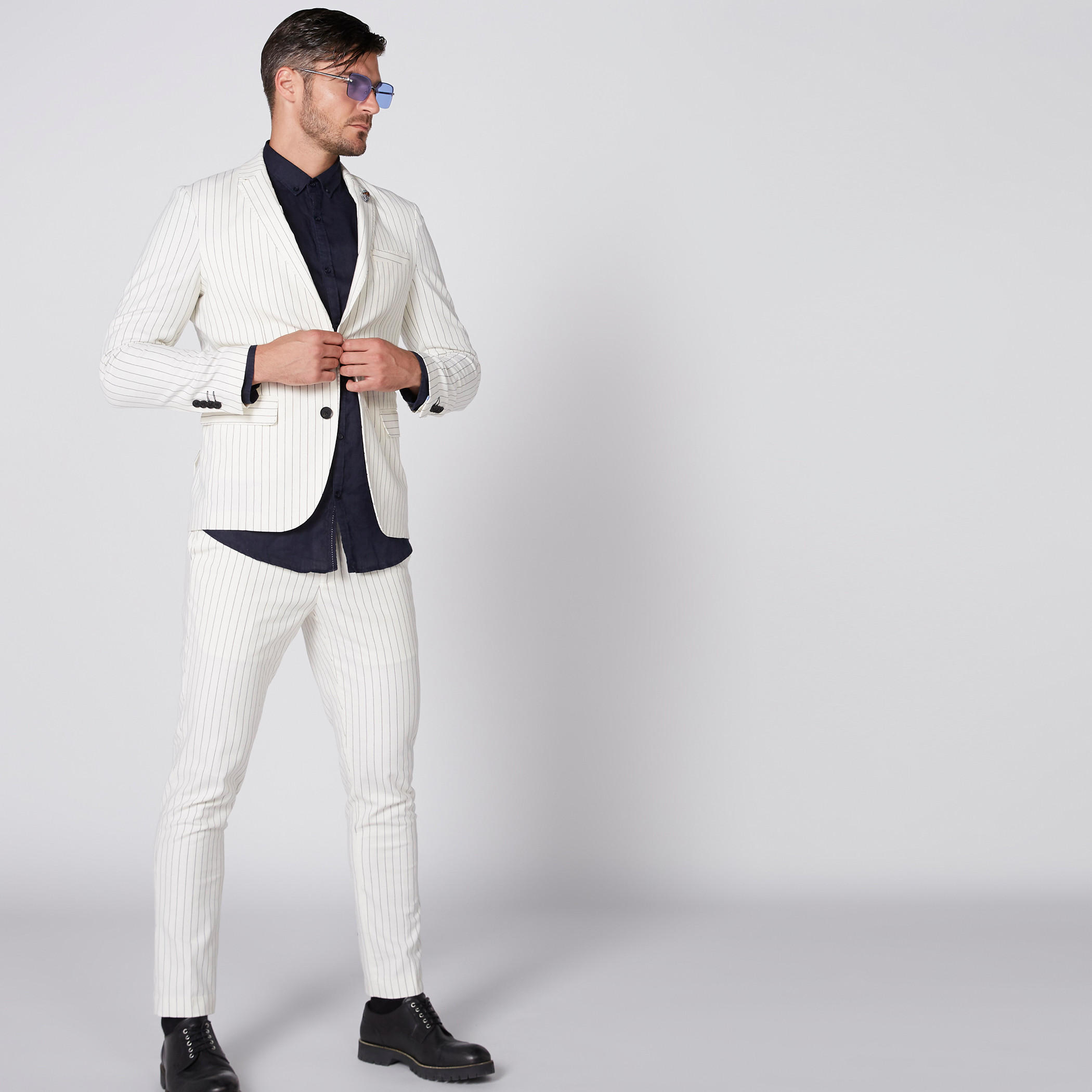 جاكيت بليزر مقلم بياقة طويلة وأكمام طويلة من لوم-men-winterwear-jacketsandblazers-image-5