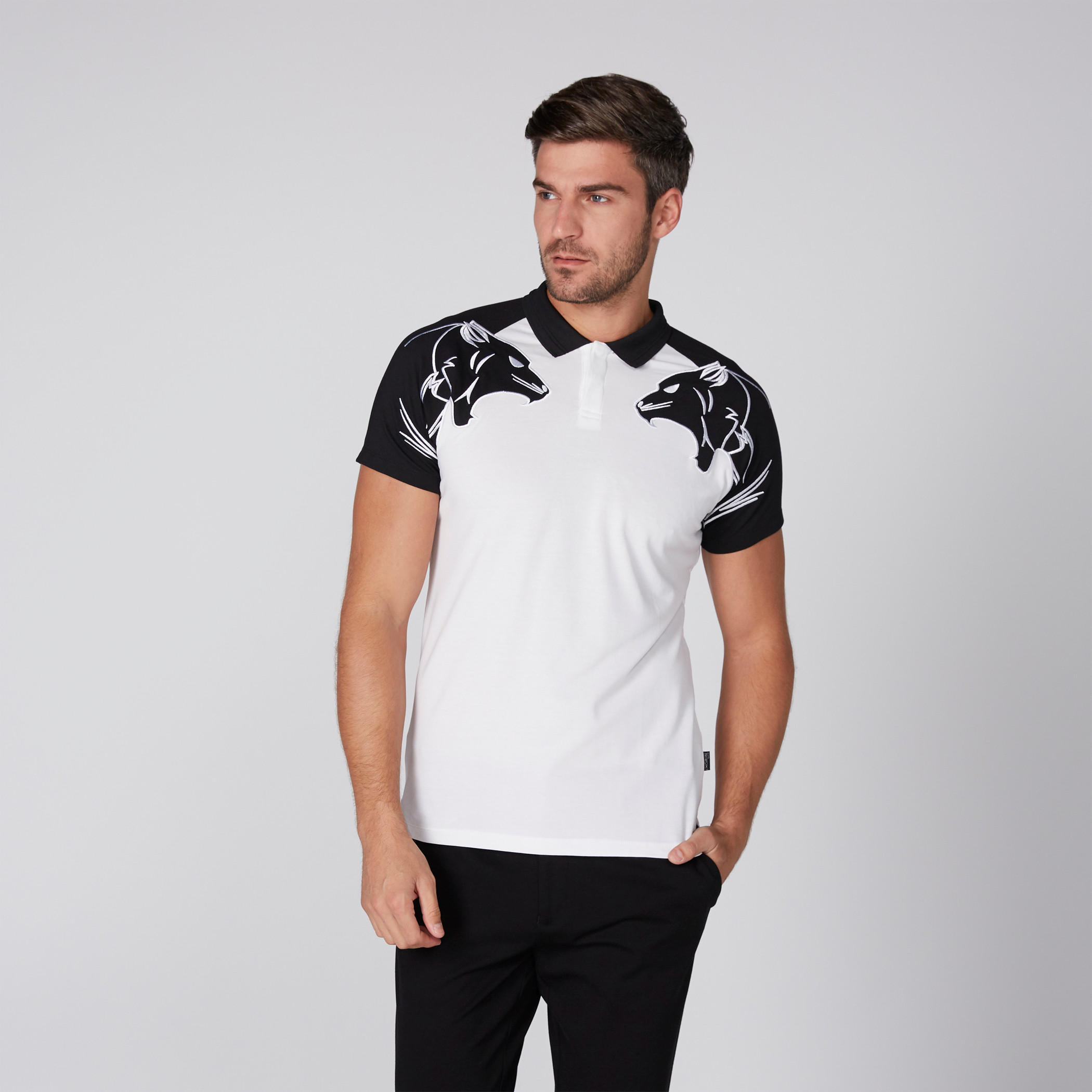 L'Homme Printed T-Shirt with Polo Neck and Raglan Sleeves-men-clothing-tshirtsandpolos-polos-image-1
