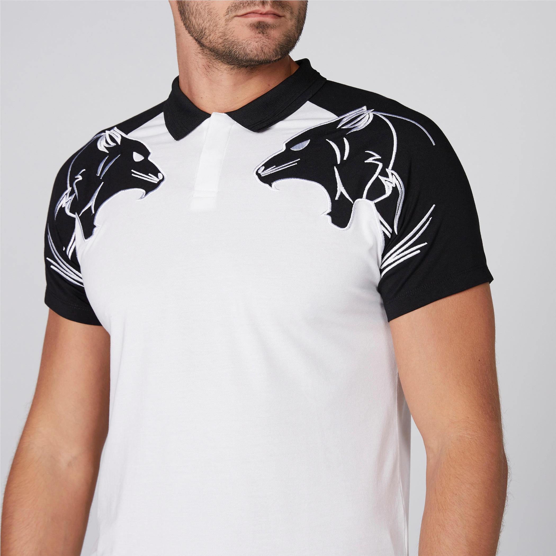 L'Homme Printed T-Shirt with Polo Neck and Raglan Sleeves-men-clothing-tshirtsandpolos-polos-image-2