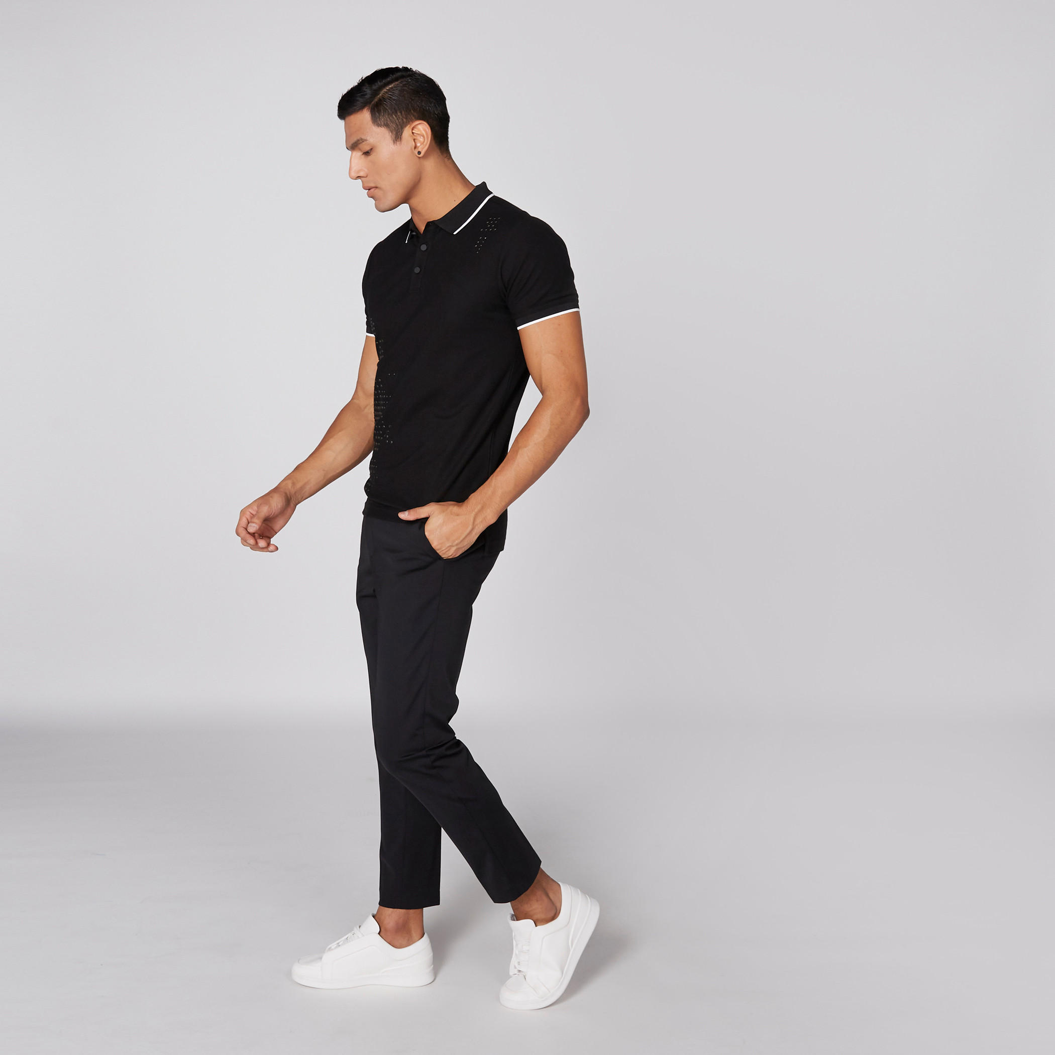 تيشيرت بارز الملمس بياقة بولو وأكمام قصيرة-men-clothing-tshirtsandpolos-polos-image-2