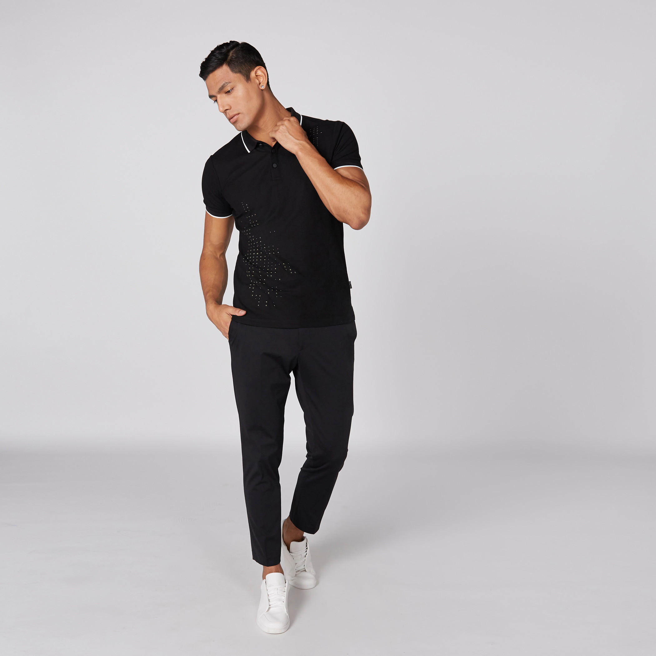 تيشيرت بارز الملمس بياقة بولو وأكمام قصيرة-men-clothing-tshirtsandpolos-polos-image-5