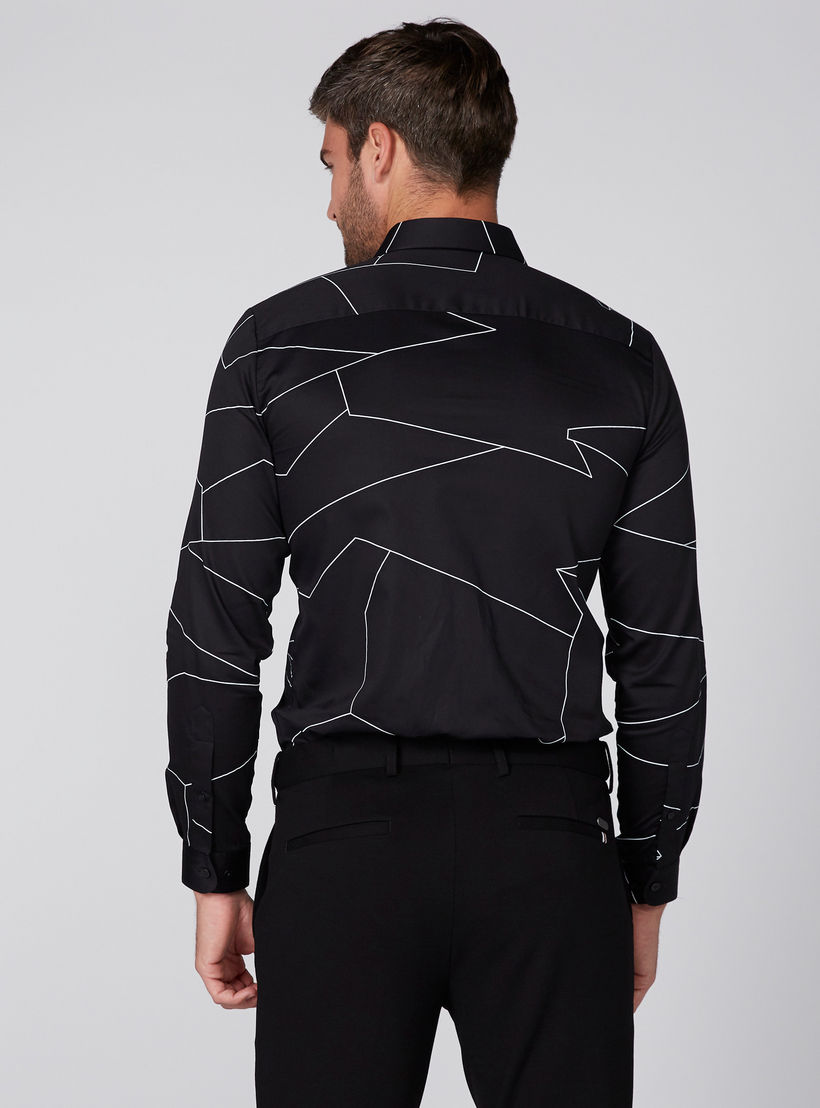 قميص بأكمام طويلة ووصلة أزرار مخفية وطبعات من لوم-men-clothing-shirts-image-3