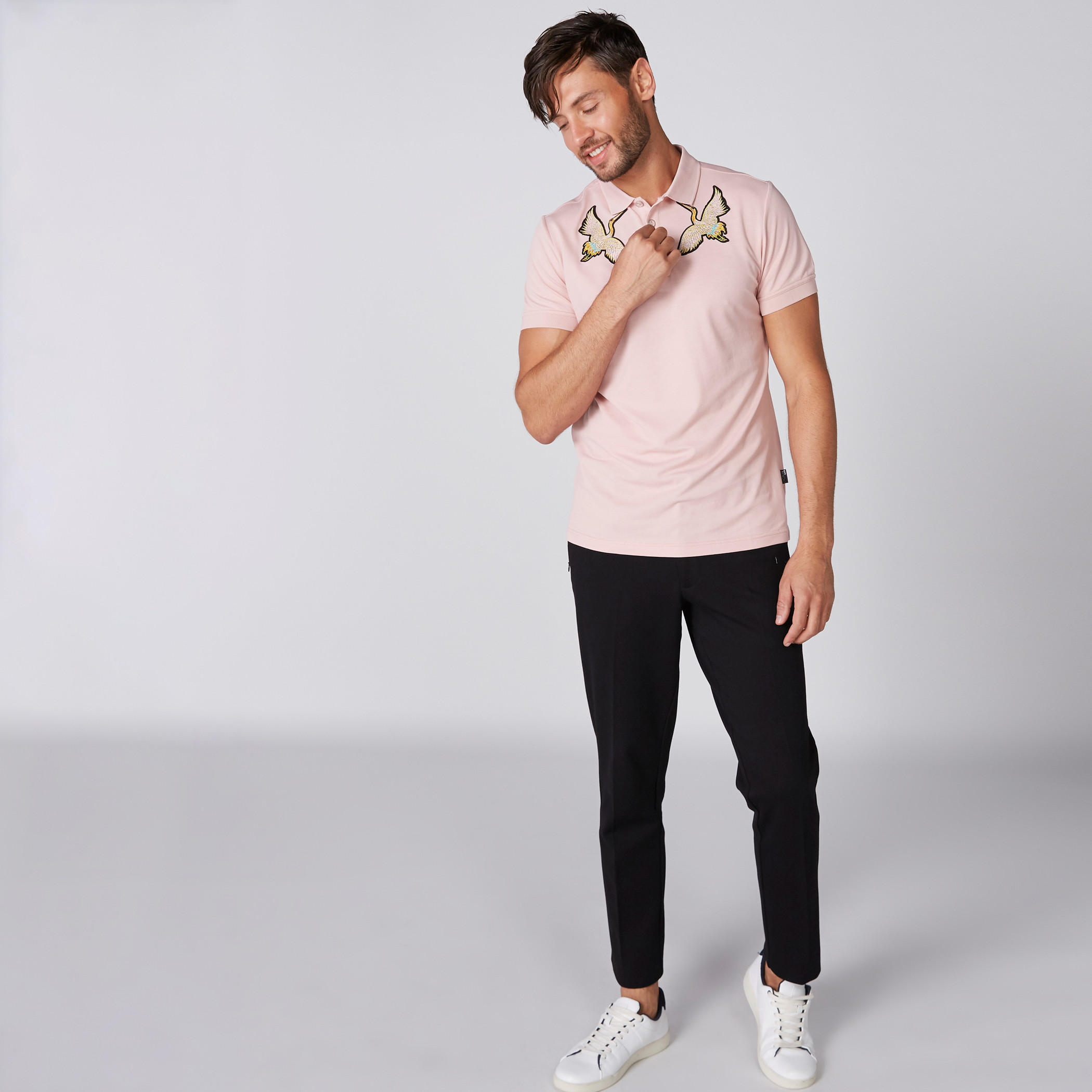 تيشيرت بأكمام قصيرة وياقة بولو من لوم-men-clothing-tshirtsandpolos-polos-image-2