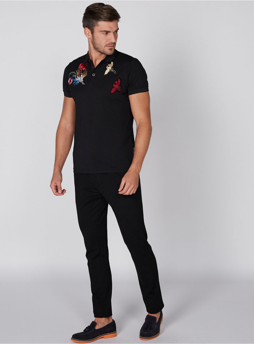 L'Homme Embroidered T-Shirt with Polo Neck and Short Sleeves-men-clothing-tshirtsandpolos-polos-image-1