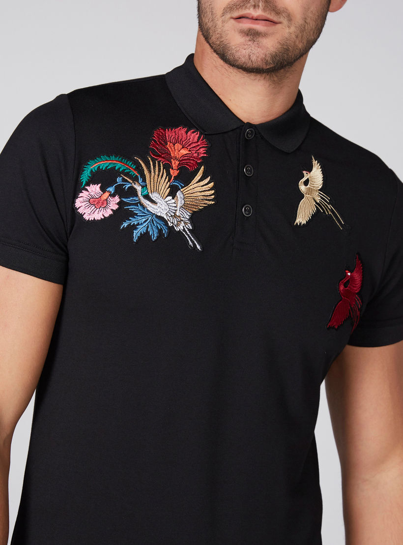 L'Homme Embroidered T-Shirt with Polo Neck and Short Sleeves-men-clothing-tshirtsandpolos-polos-image-2