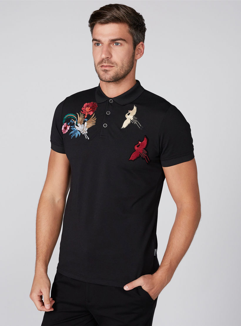 L'Homme Embroidered T-Shirt with Polo Neck and Short Sleeves-men-clothing-tshirtsandpolos-polos-image-3