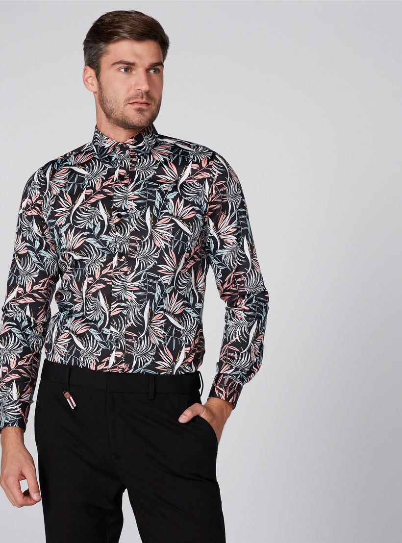 قميص بأكمام طويلة وأزرار وطبعات من لوم-men-clothing-shirts-image-1