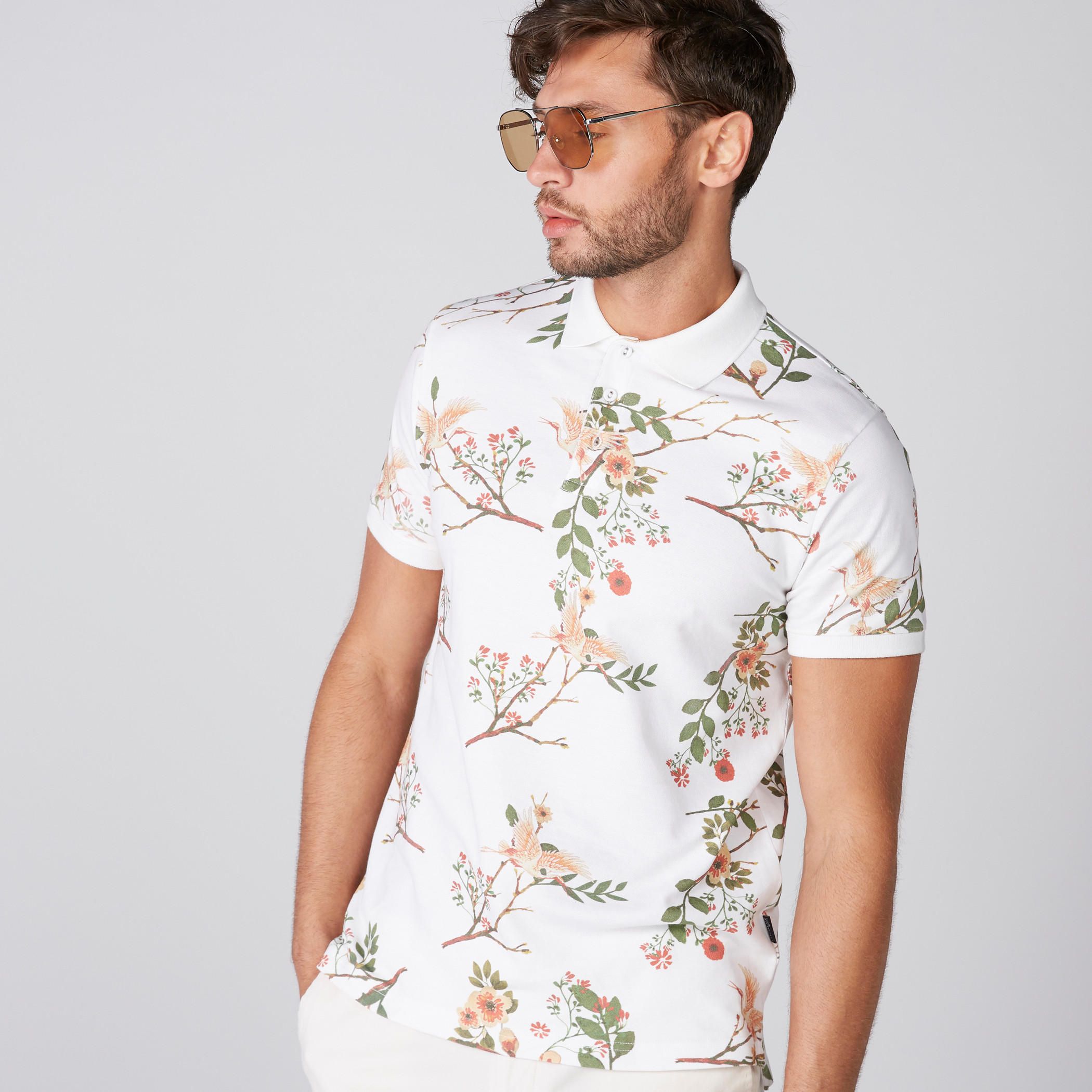 L'Homme Printed T-Shirt with Polo Neck and Short Sleeves-men-clothing-tshirtsandpolos-polos-image-2