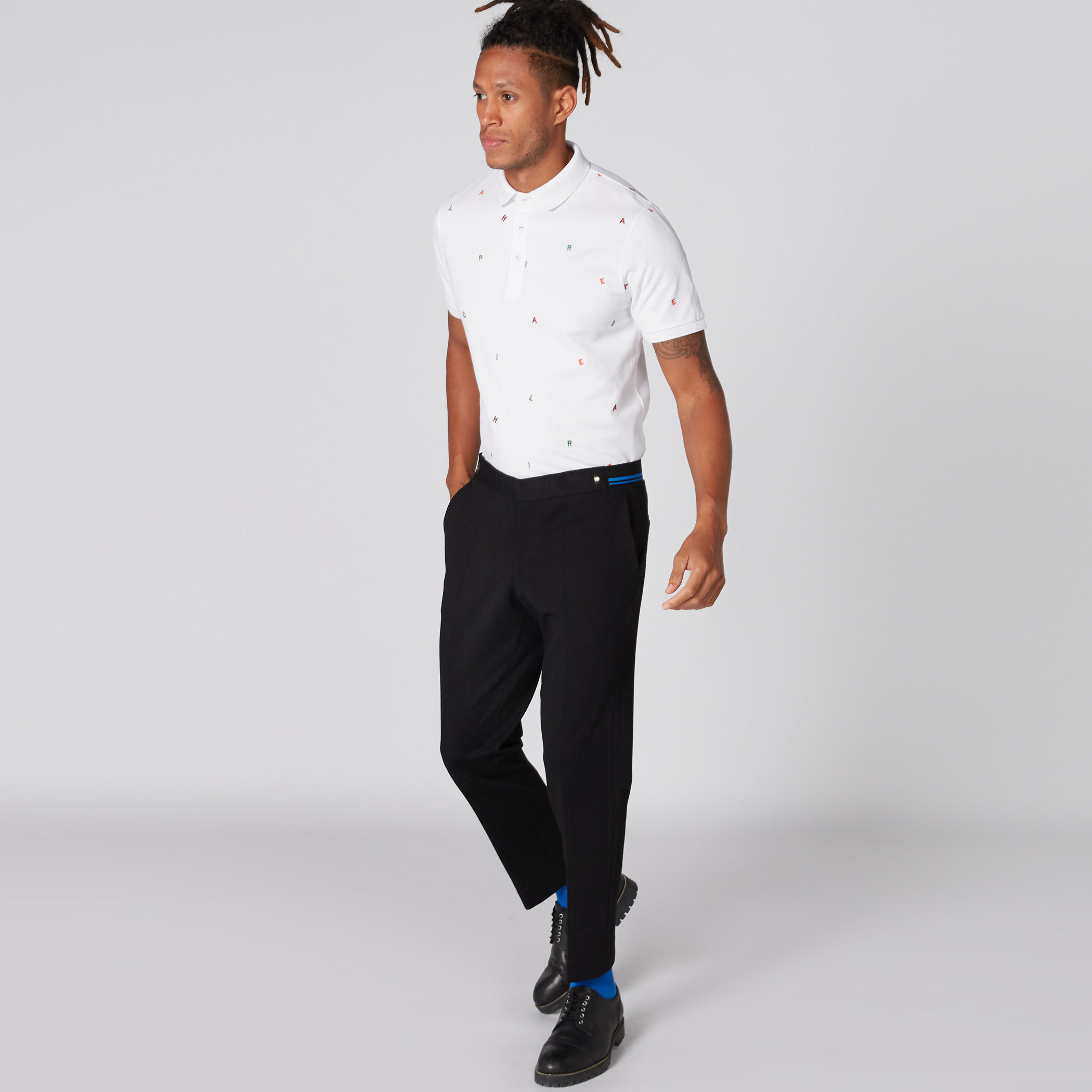 L'Homme Embroidered T-Shirt with Polo Neck and Short Sleeves-men-clothing-tshirtsandpolos-polos-image-1