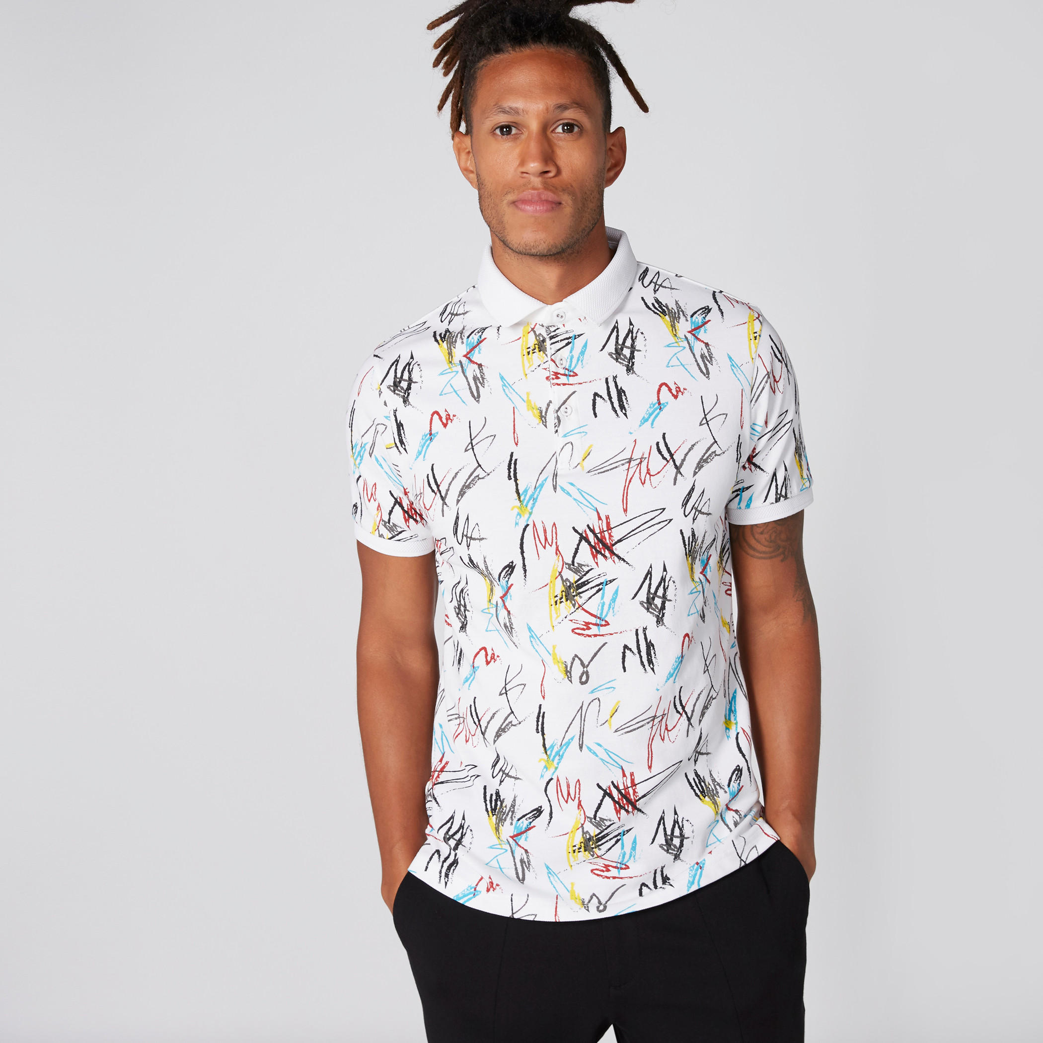 تيشيرت بأكمام قصيرة وياقة بولو وطبعات من لوم-men-clothing-tshirtsandpolos-polos-image-2