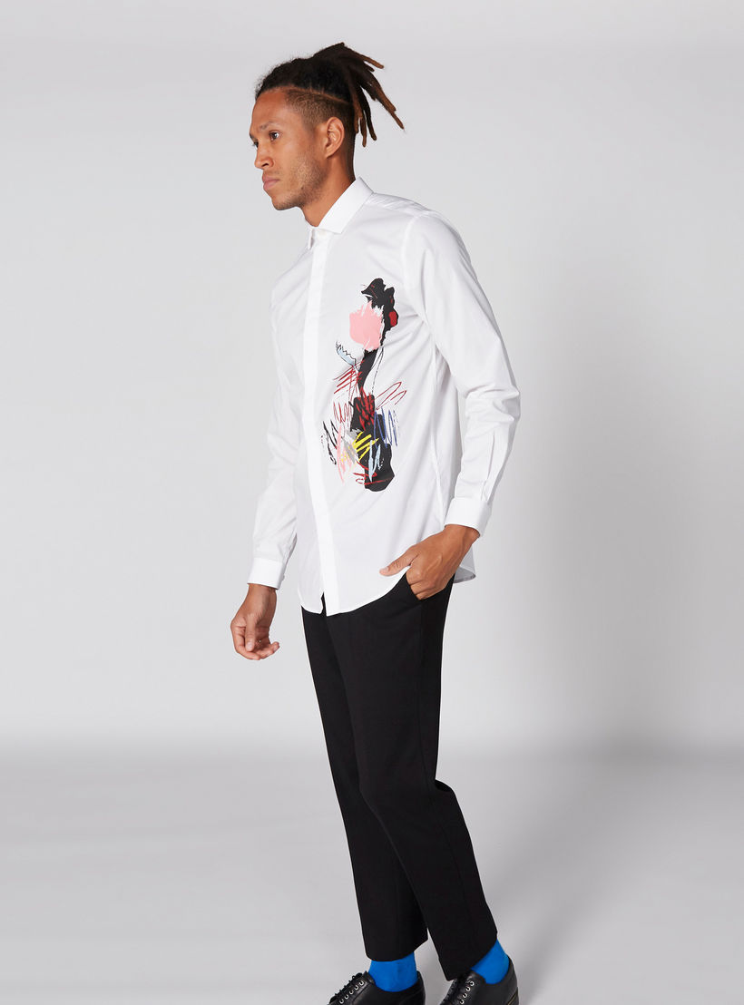 قميص بأكمام طويلة ووصلة أزرار مخفية وطبعات من لوم-men-clothing-shirts-image-1