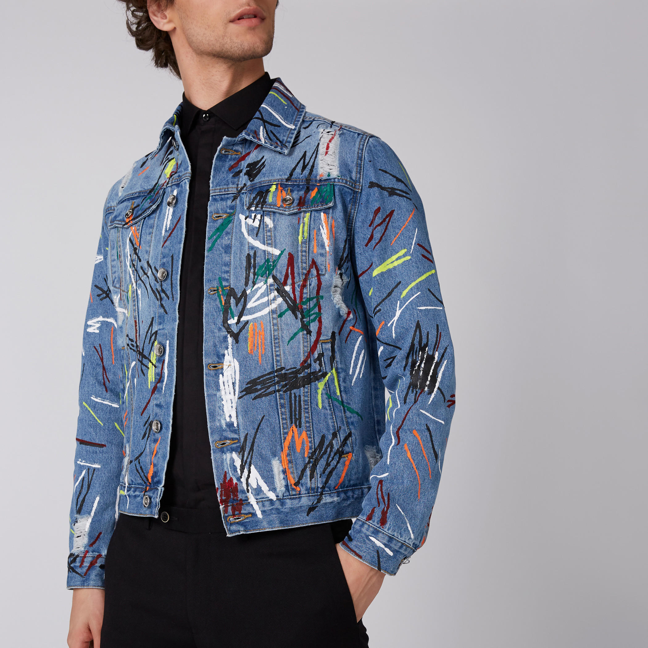 جاكيت دينم بطبعات وأكمام طويلة وزر إغلاق من لوم-men-clothing-jacketsandblazers-jackets-image-7