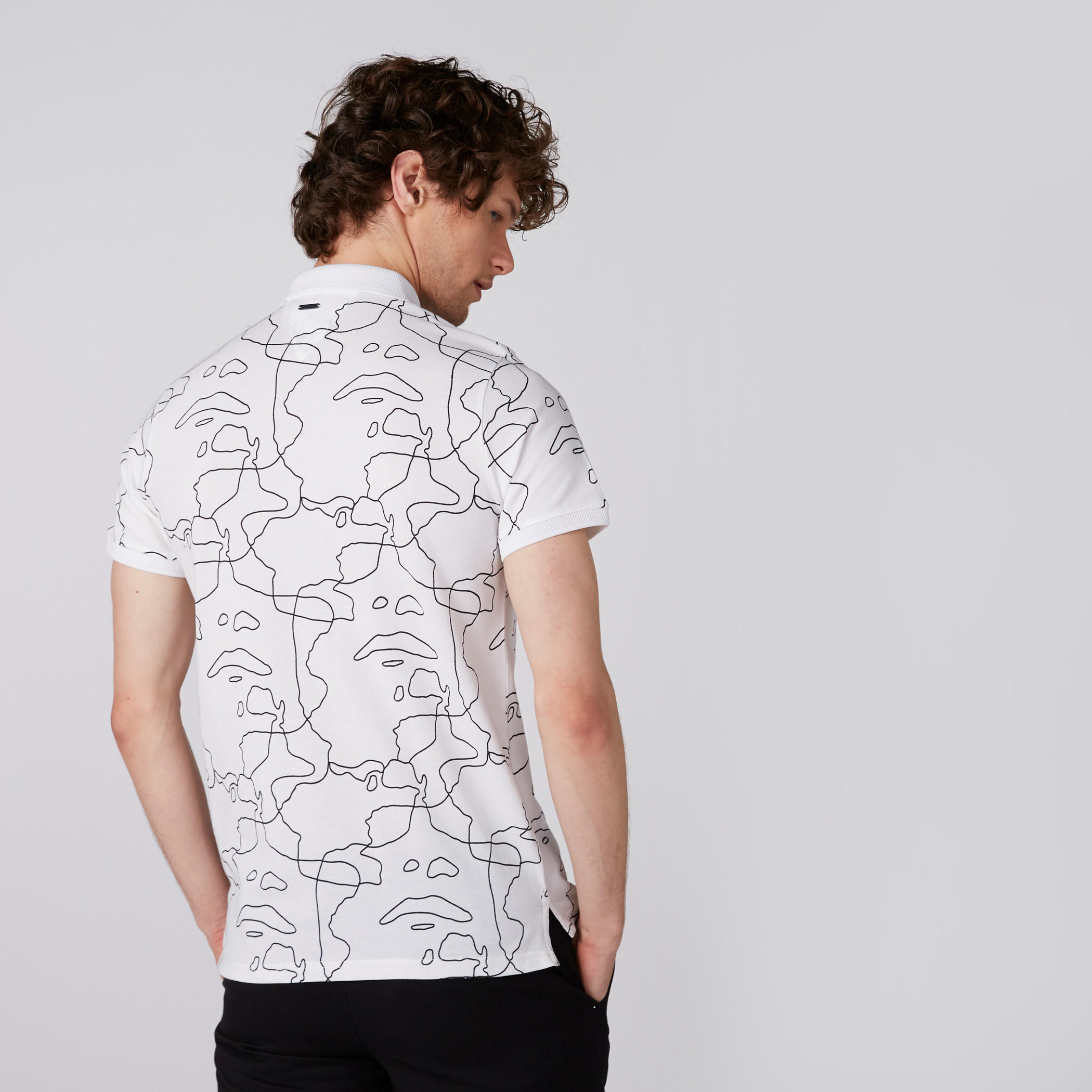 L'Homme Printed T-Shirt with Polo Neck and Short Sleeves-men-clothing-tshirtsandpolos-polos-image-2