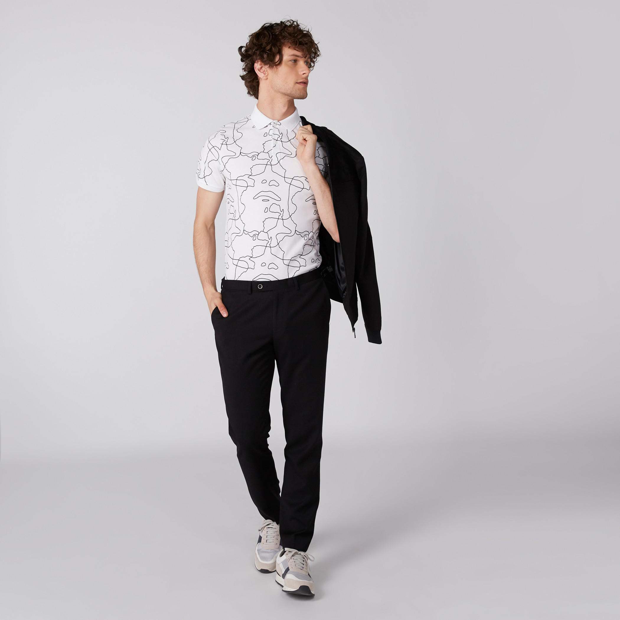 L'Homme Printed T-Shirt with Polo Neck and Short Sleeves-men-clothing-tshirtsandpolos-polos-image-3