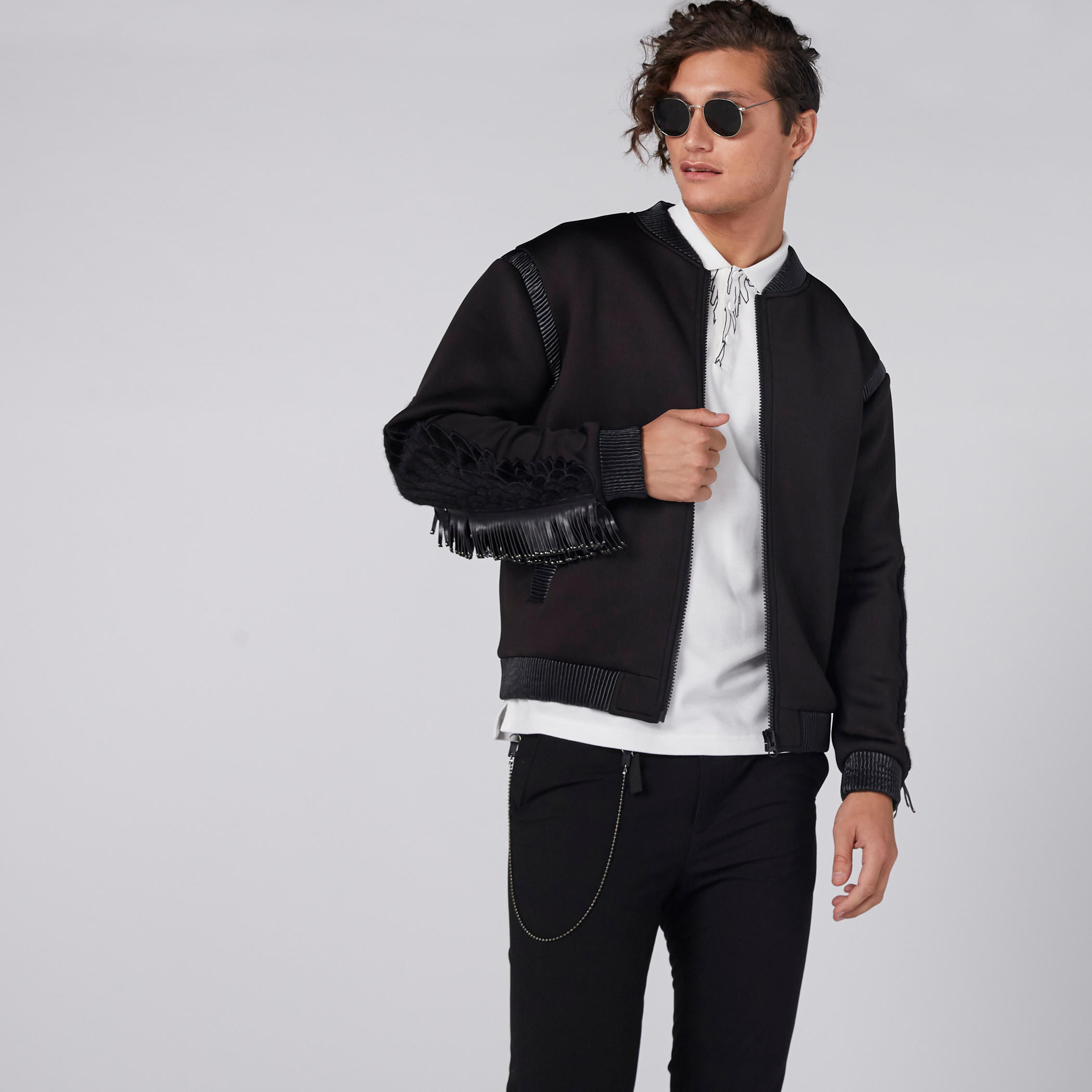 جاكيت بومبر مطرّز بأكمام طويلة وسحّاب إغلاق من لوم-men-clothing-jacketsandblazers-jackets-image-4