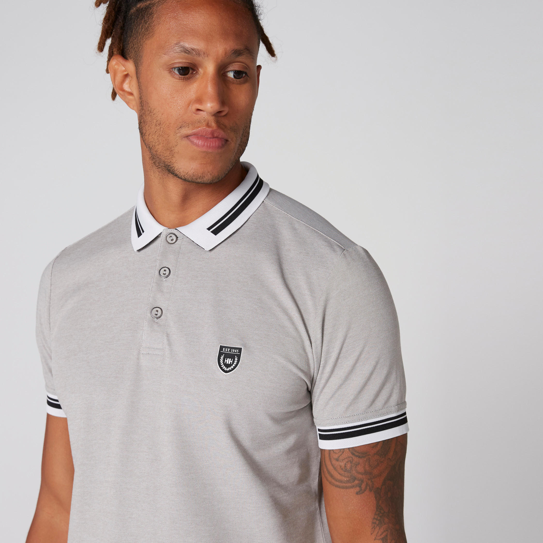 L'Homme Badge Detail T-Shirt with Polo Neck and Short Sleeves-men-clothing-tshirtsandpolos-polos-image-1