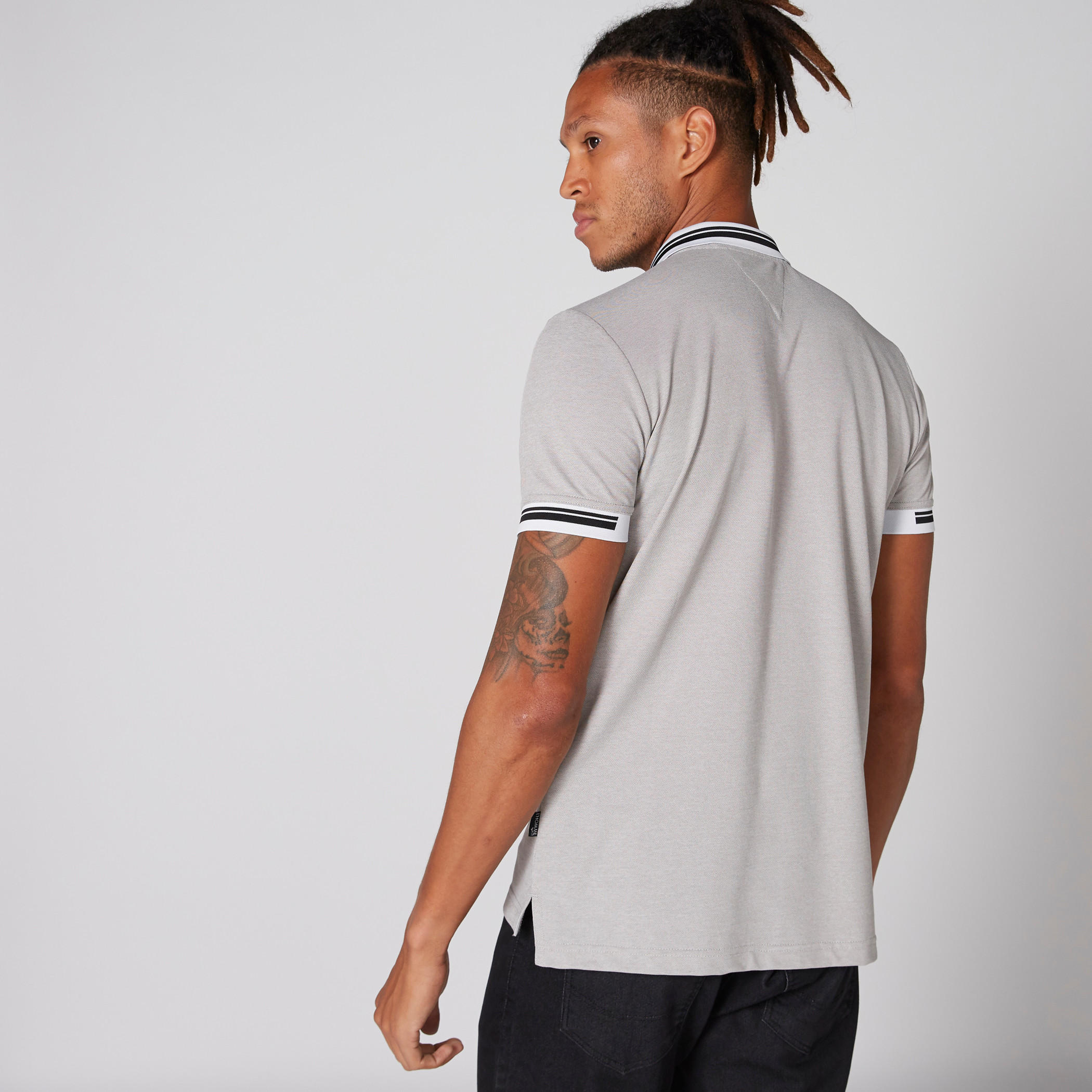 L'Homme Badge Detail T-Shirt with Polo Neck and Short Sleeves-men-clothing-tshirtsandpolos-polos-image-2