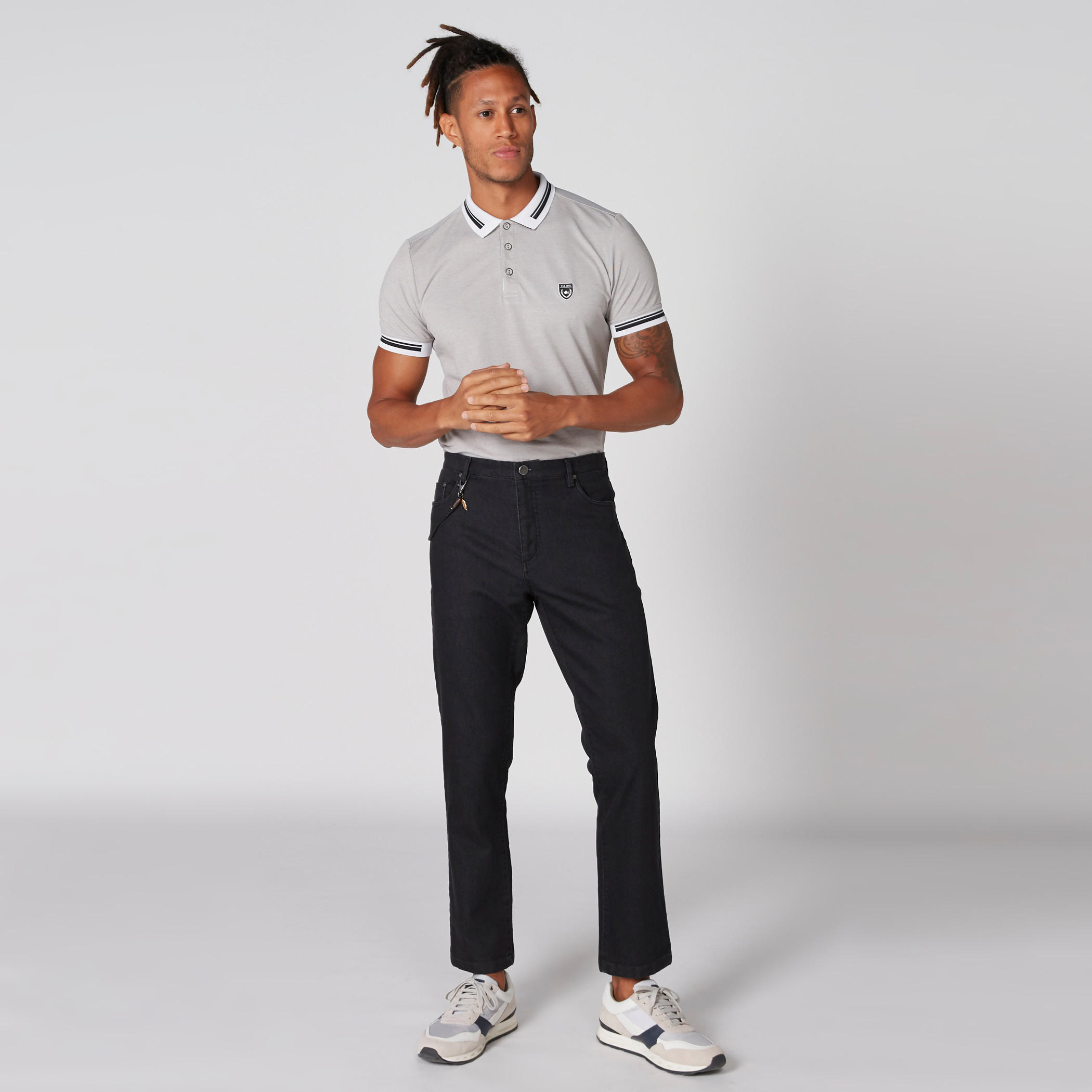 L'Homme Badge Detail T-Shirt with Polo Neck and Short Sleeves-men-clothing-tshirtsandpolos-polos-image-3